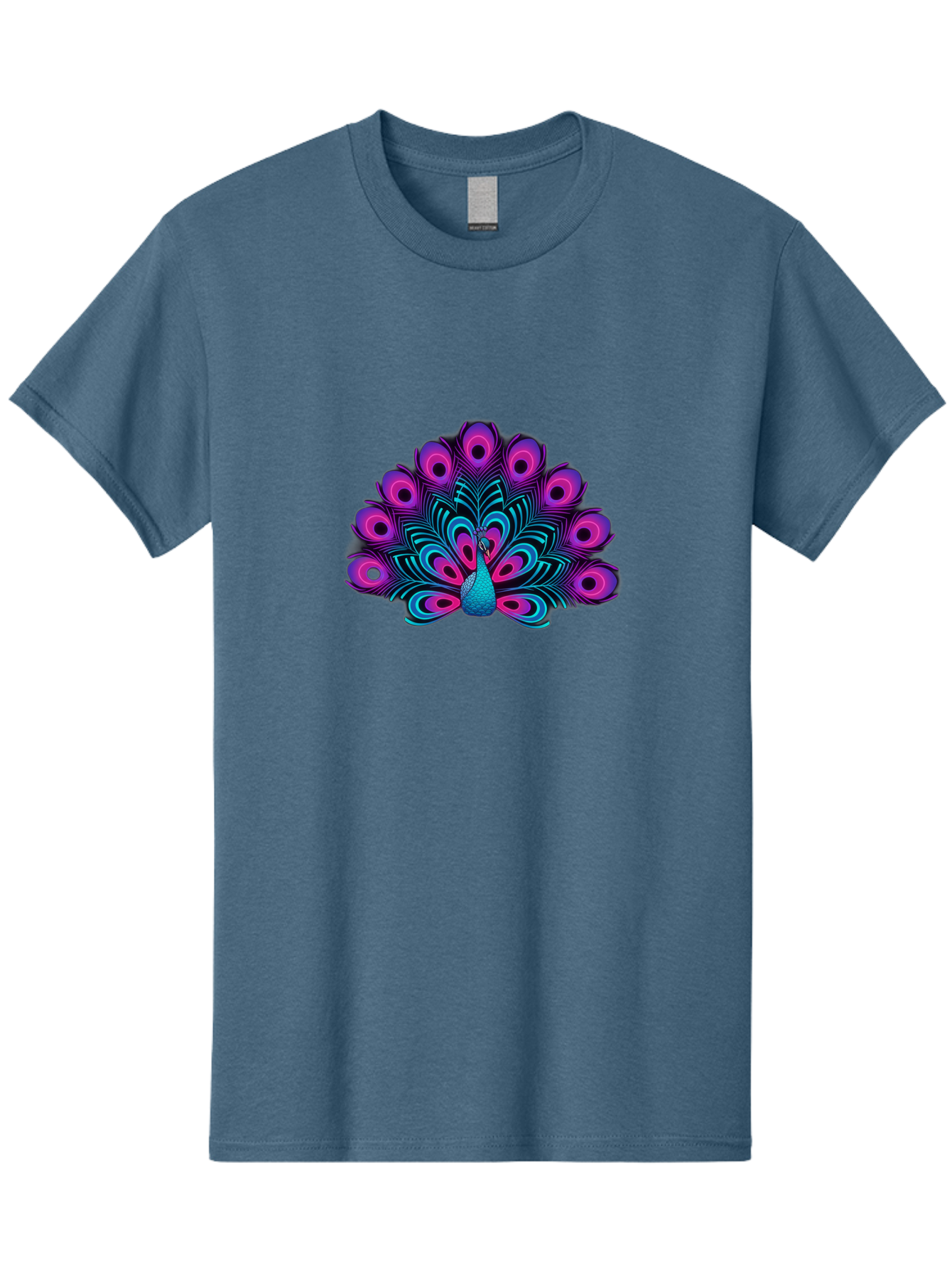 Peacock-16 Men'S Graphic Tee, 100% Cotton, Comfortable Casual Summer Wear, Machine Washable, Peacock Displaying Feathers, Vibrant Plumage, Blue And Purple Hues, Eye-Catching Pattern, Majestic Bird, Colorful Illustration, Intricate Design, Bab077