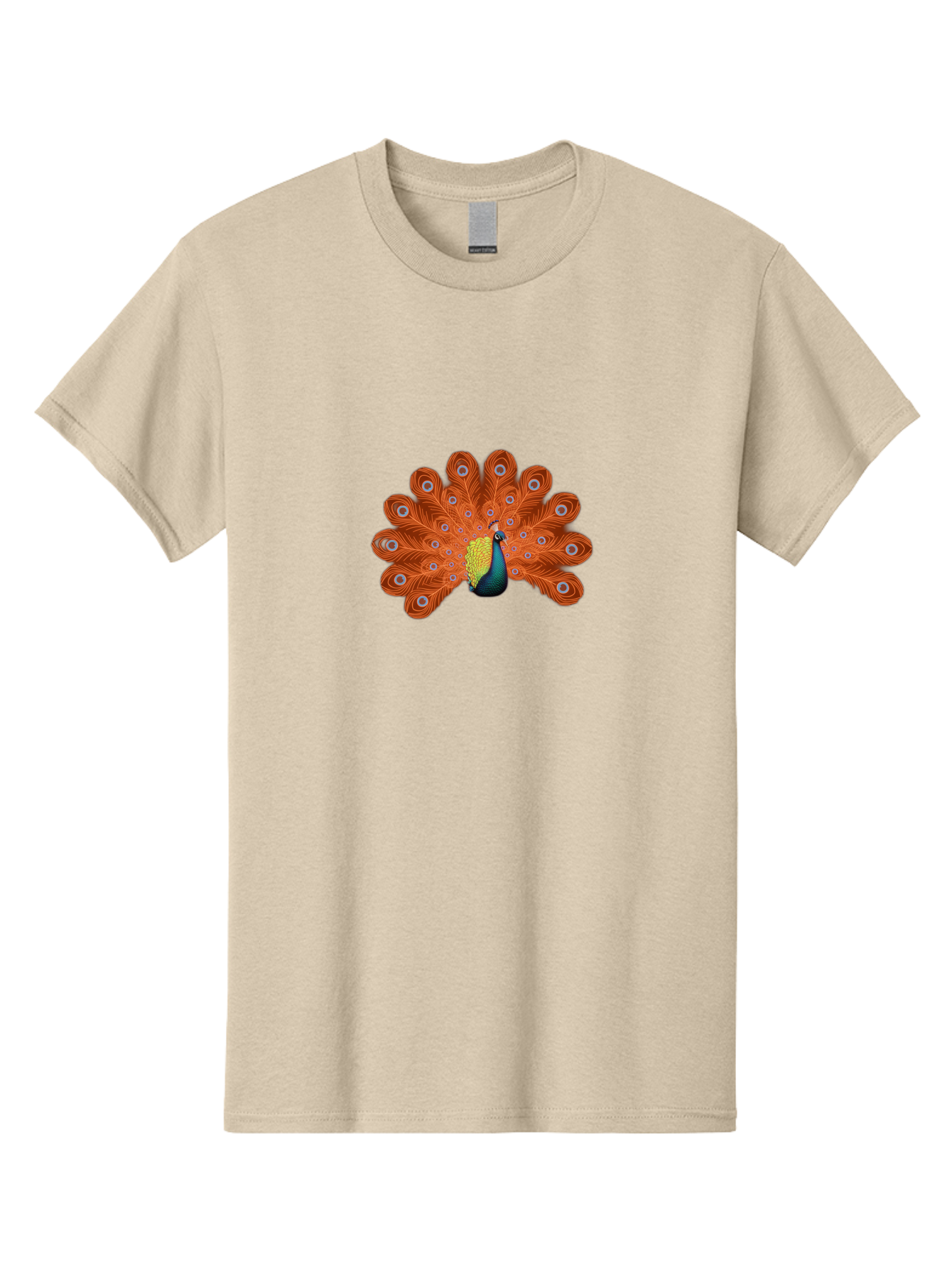 Peacock-20 Men'S Graphic Tee, 100% Cotton, Comfortable Casual Summer Wear, Machine Washable, Vibrant Peacock, Colorful Plumage, Orange Feathers, Blue And Yellow Body, Majestic Bird, Eye-Catching Display, Natural Beauty, Wildlife, Exotic Bird Bab082