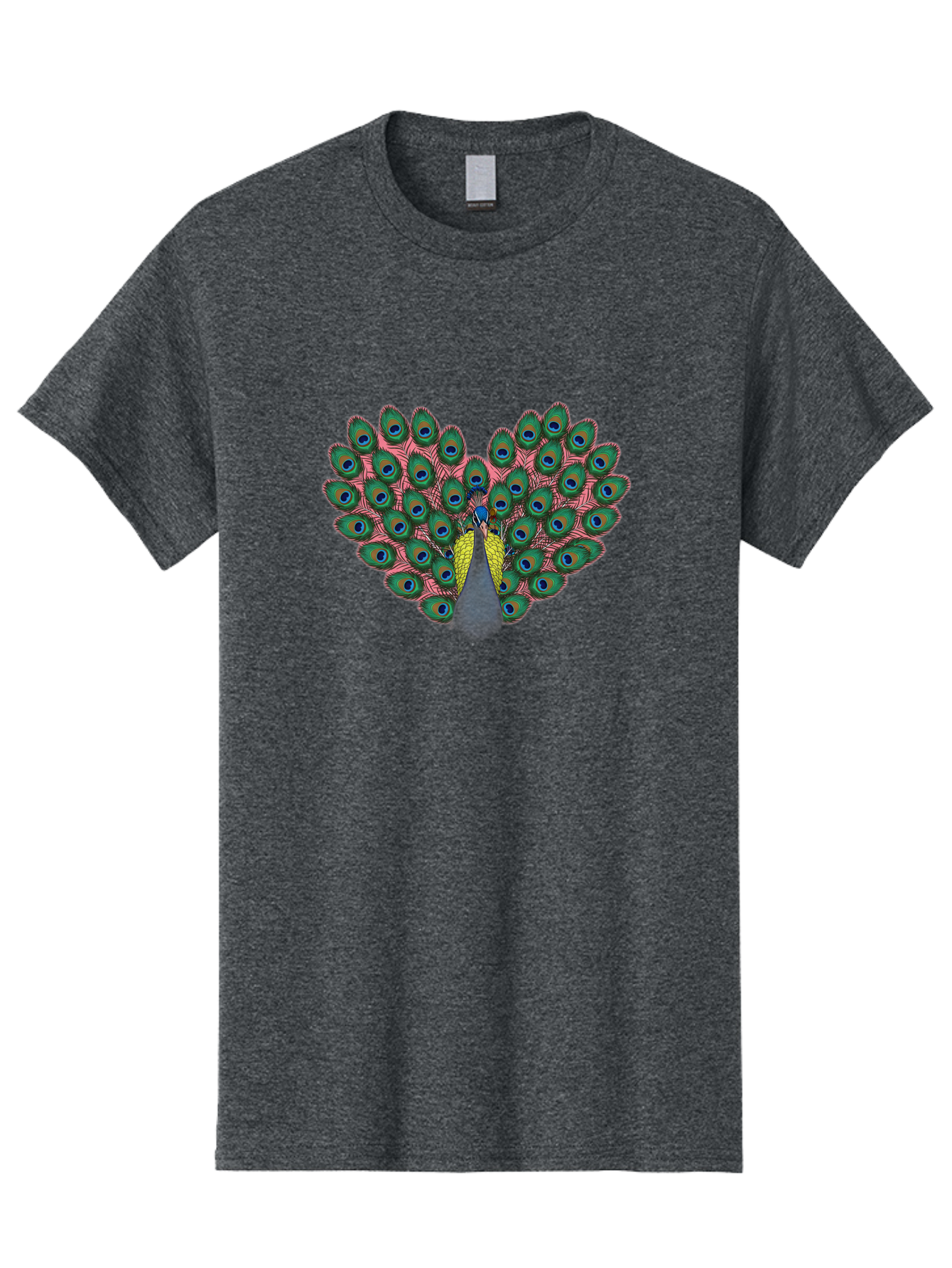 Peacock-22 Men'S Graphic Tee, 100% Cotton, Comfortable Casual Summer Wear, Machine Washable, Peacock Spreading Tail, Colorful Plumage, Vibrant Feathers, Blue Eyespots, Green And Pink Hues, Majestic Bird, Proud Display, Iridescent Colors, Bab084