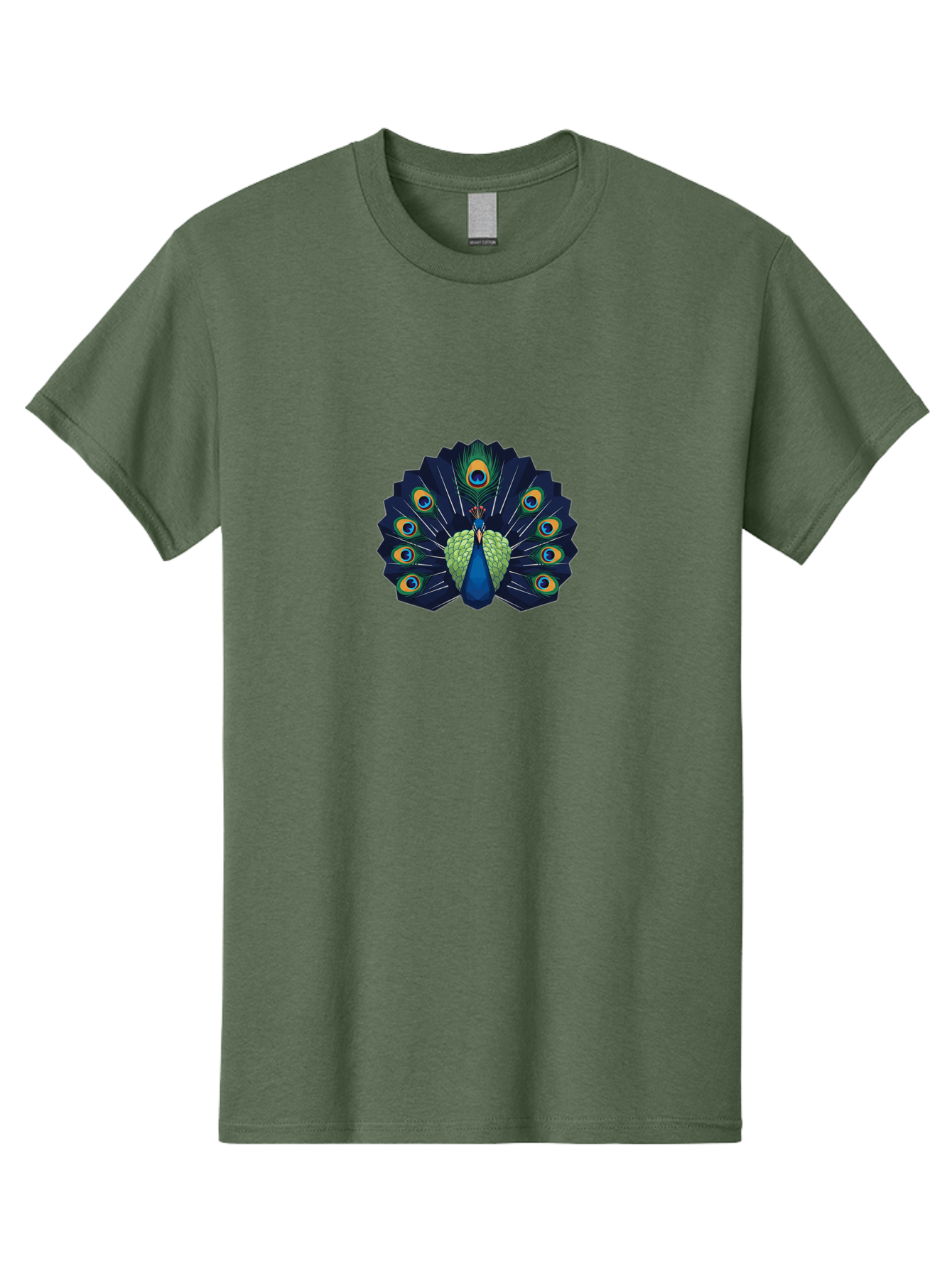 Peacock-27 Men'S Graphic Tee, 100% Cotton, Comfortable Casual Summer Wear, Machine Washable, Peacock Spreading Tail, Vibrant Plumage, Blue And Green Feathers, Eye-Catching Display, Majestic Bird, Colorful Illustration, Wildlife Art, Bab089