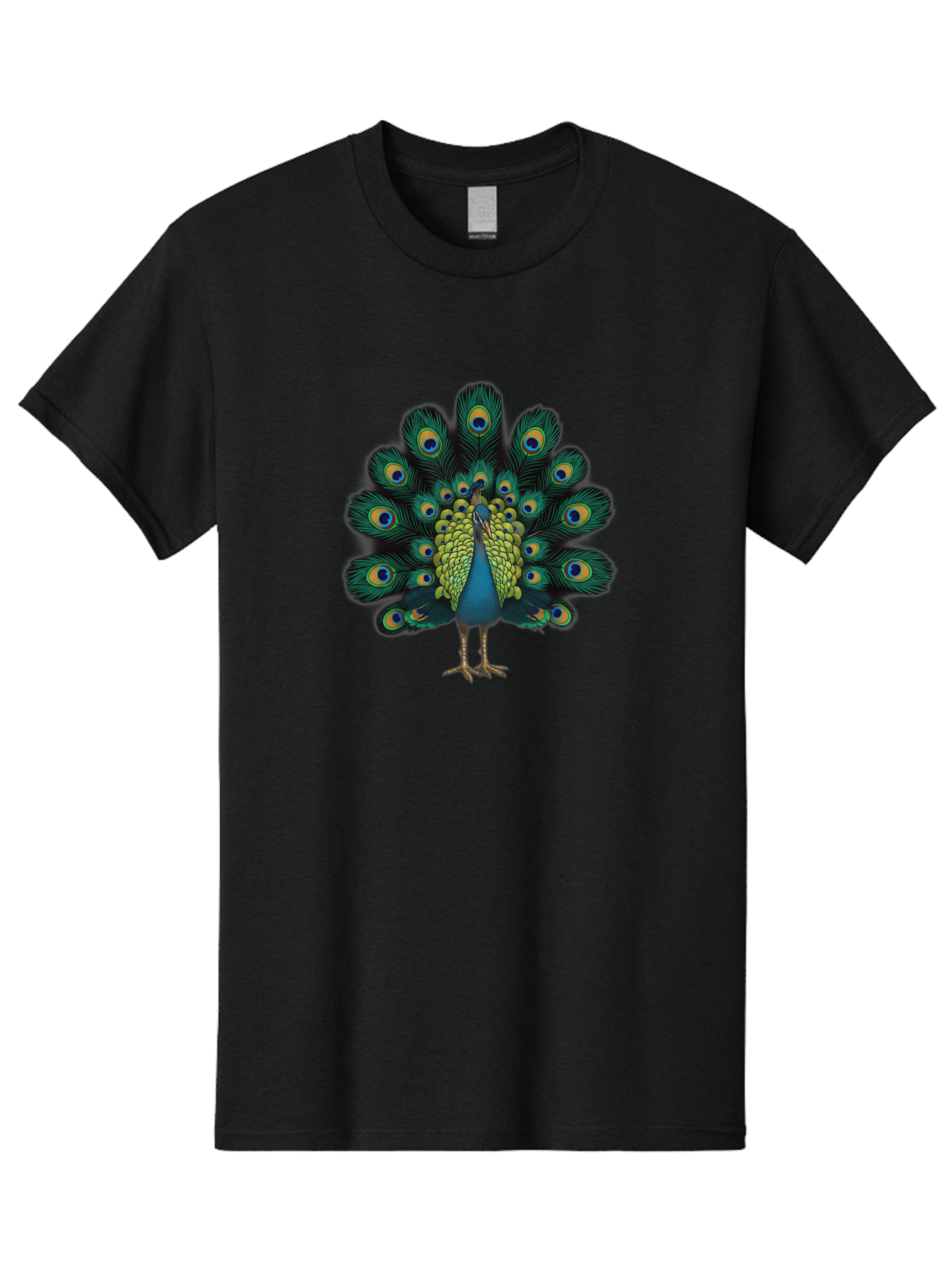 Peacock-29 Men'S Graphic Tee, 100% Cotton, Comfortable Casual Summer Wear, Machine Washable, Peacock Spreading Its Feathers, Vibrant Plumage, Blue And Gold Eye Spots, Turquoise Body, Majestic Bird, Exotic Beauty, Colorful Display, Bab091