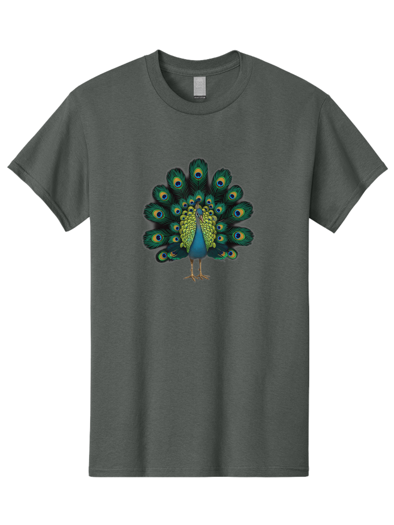 Peacock-29 Men'S Graphic Tee, 100% Cotton, Comfortable Casual Summer Wear, Machine Washable, Peacock Spreading Its Feathers, Vibrant Plumage, Blue And Gold Eye Spots, Turquoise Body, Majestic Bird, Exotic Beauty, Colorful Display, Bab091