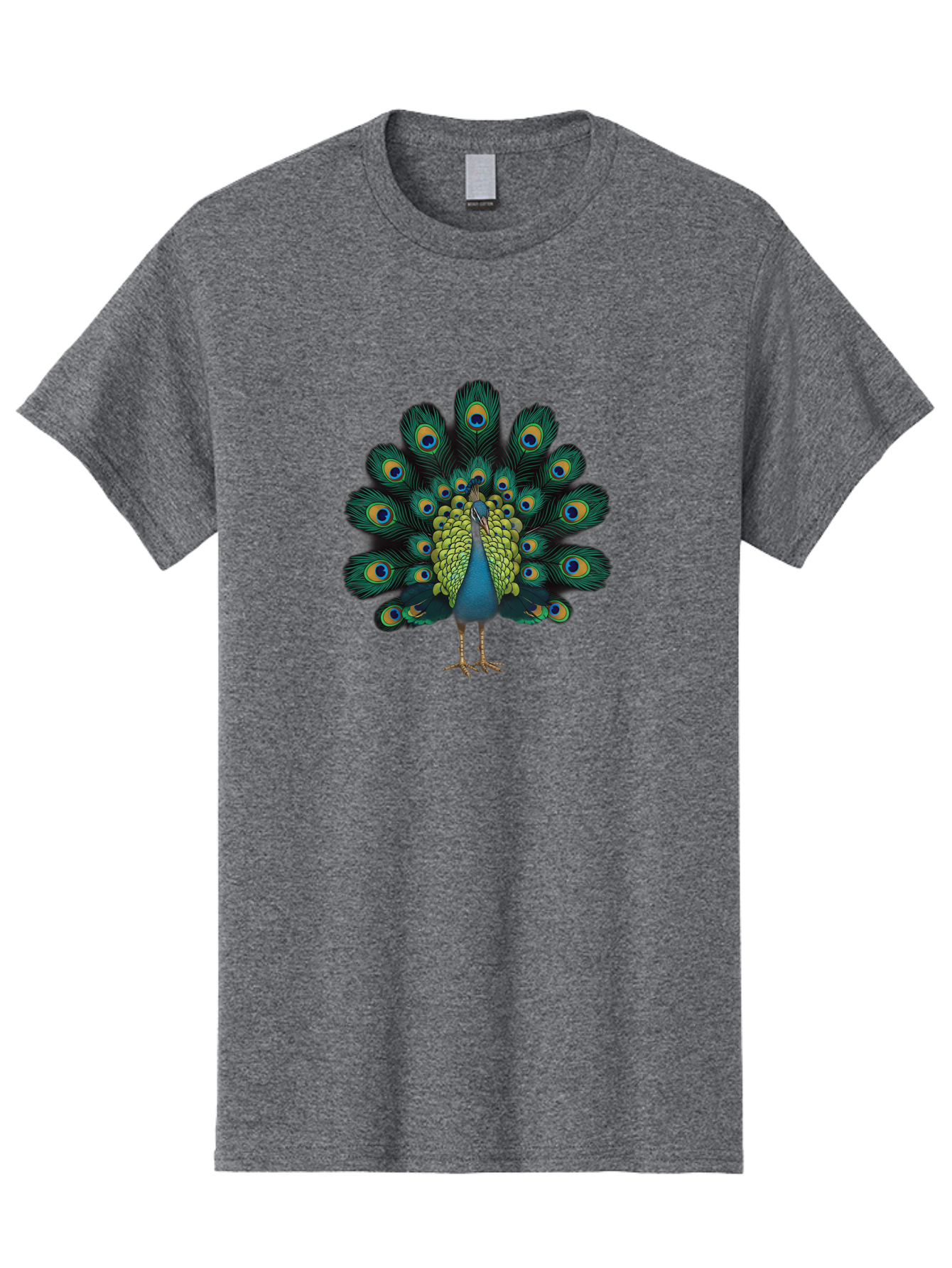 Peacock-29 Men'S Graphic Tee, 100% Cotton, Comfortable Casual Summer Wear, Machine Washable, Peacock Spreading Its Feathers, Vibrant Plumage, Blue And Gold Eye Spots, Turquoise Body, Majestic Bird, Exotic Beauty, Colorful Display, Bab091