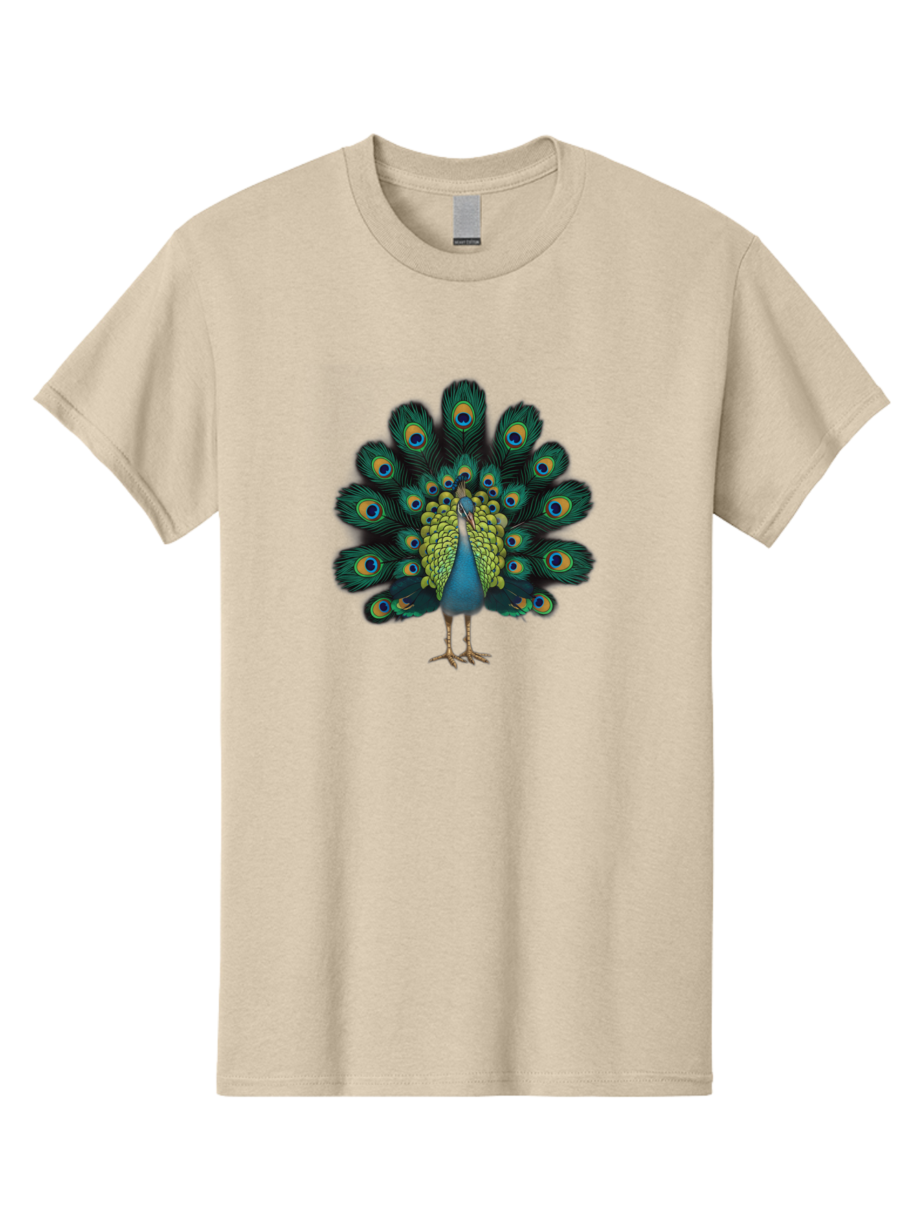Peacock-29 Men'S Graphic Tee, 100% Cotton, Comfortable Casual Summer Wear, Machine Washable, Peacock Spreading Its Feathers, Vibrant Plumage, Blue And Gold Eye Spots, Turquoise Body, Majestic Bird, Exotic Beauty, Colorful Display, Bab091