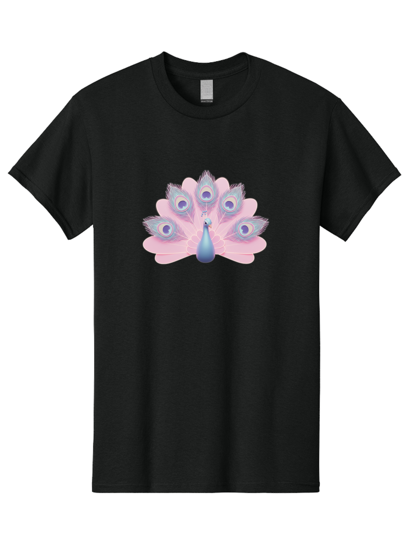 Peacock-3 Men'S Graphic Tee, 100% Cotton, Comfortable Casual Summer Wear, Machine Washable, Peacock Display, Vibrant Feathers, Blue And Pink Hues, Eye-Catching Pattern, Majestic Bird, Decorative Plumage, Colorful Illustration Bab092
