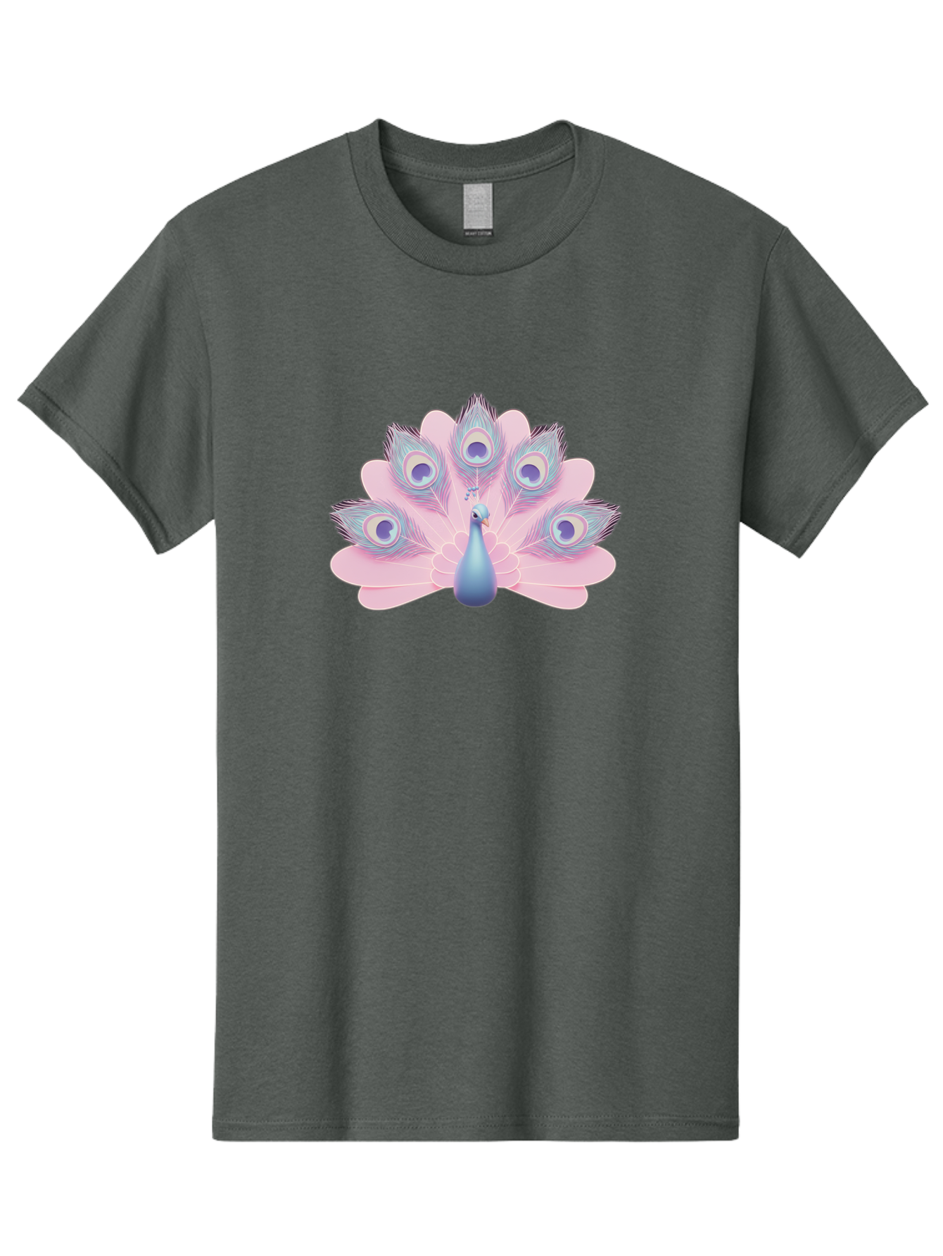 Peacock-3 Men'S Graphic Tee, 100% Cotton, Comfortable Casual Summer Wear, Machine Washable, Peacock Display, Vibrant Feathers, Blue And Pink Hues, Eye-Catching Pattern, Majestic Bird, Decorative Plumage, Colorful Illustration Bab092