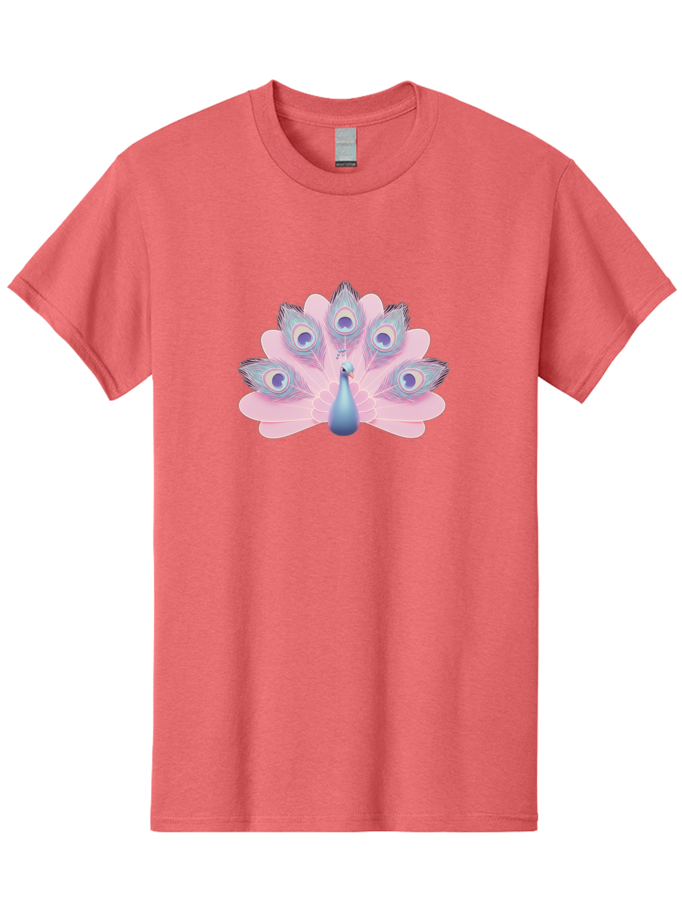 Peacock-3 Men'S Graphic Tee, 100% Cotton, Comfortable Casual Summer Wear, Machine Washable, Peacock Display, Vibrant Feathers, Blue And Pink Hues, Eye-Catching Pattern, Majestic Bird, Decorative Plumage, Colorful Illustration Bab092