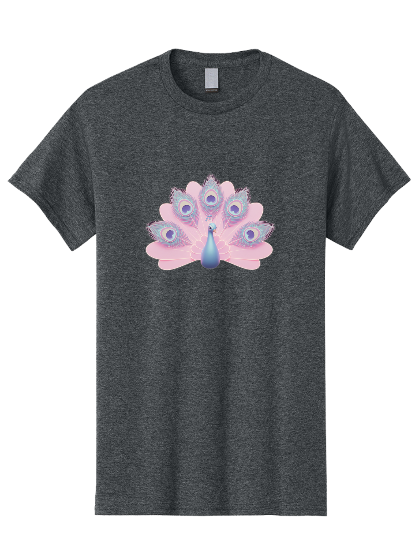 Peacock-3 Men'S Graphic Tee, 100% Cotton, Comfortable Casual Summer Wear, Machine Washable, Peacock Display, Vibrant Feathers, Blue And Pink Hues, Eye-Catching Pattern, Majestic Bird, Decorative Plumage, Colorful Illustration Bab092