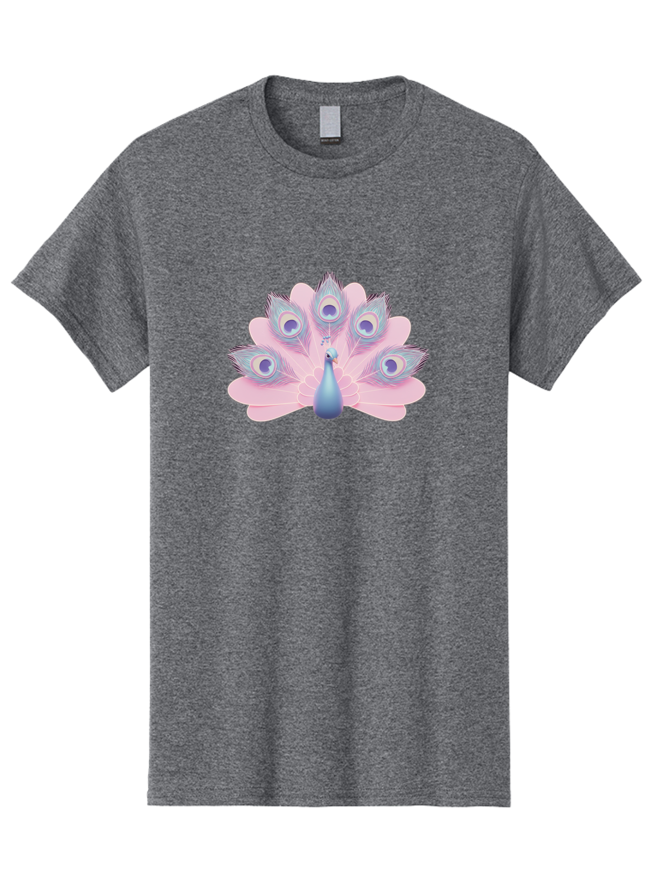 Peacock-3 Men'S Graphic Tee, 100% Cotton, Comfortable Casual Summer Wear, Machine Washable, Peacock Display, Vibrant Feathers, Blue And Pink Hues, Eye-Catching Pattern, Majestic Bird, Decorative Plumage, Colorful Illustration Bab092