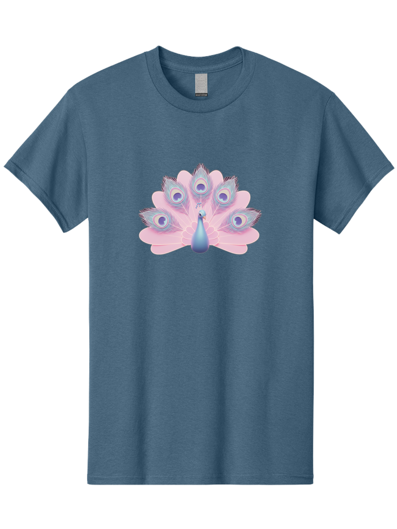 Peacock-3 Men'S Graphic Tee, 100% Cotton, Comfortable Casual Summer Wear, Machine Washable, Peacock Display, Vibrant Feathers, Blue And Pink Hues, Eye-Catching Pattern, Majestic Bird, Decorative Plumage, Colorful Illustration Bab092