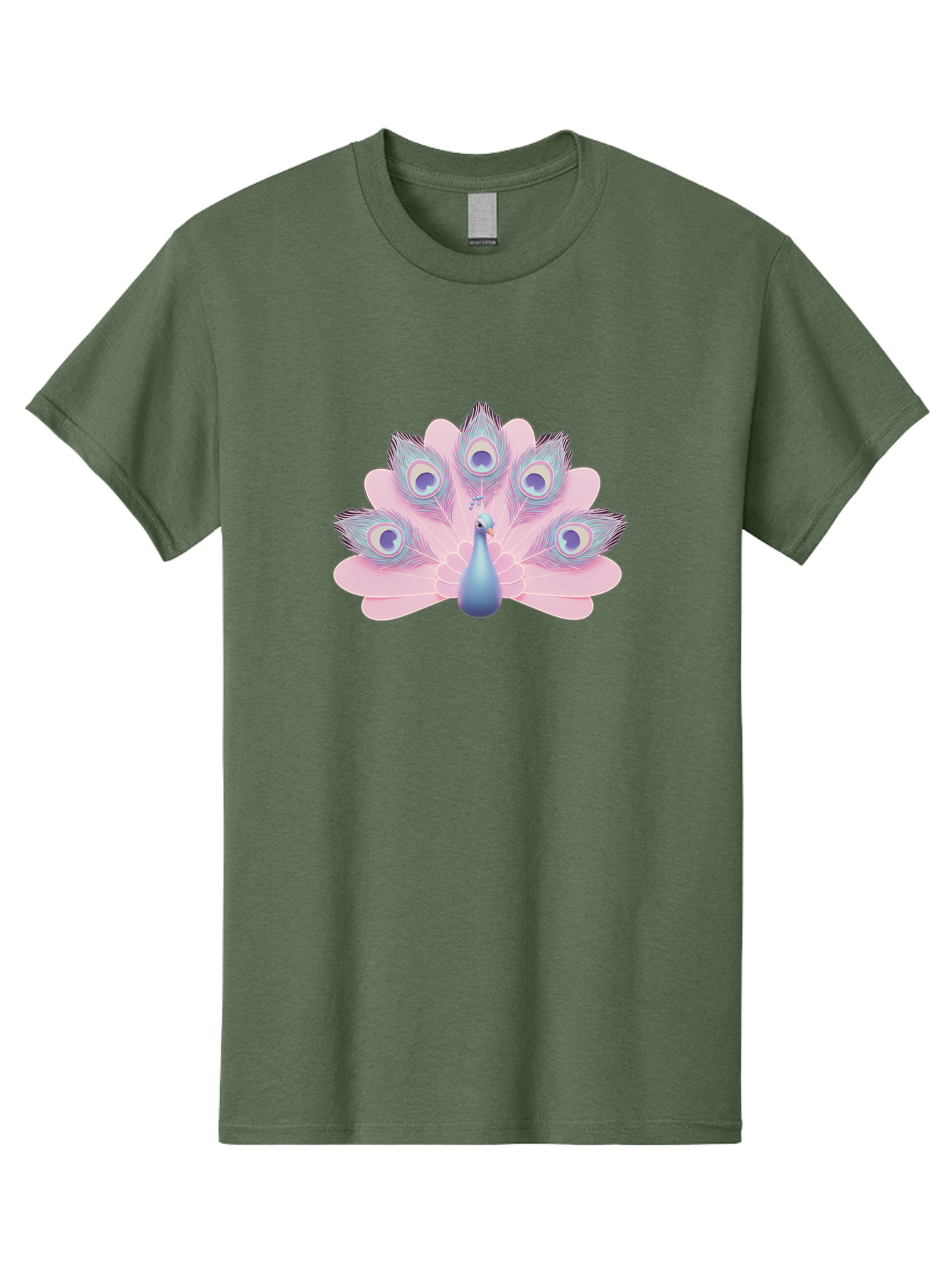 Peacock-3 Men'S Graphic Tee, 100% Cotton, Comfortable Casual Summer Wear, Machine Washable, Peacock Display, Vibrant Feathers, Blue And Pink Hues, Eye-Catching Pattern, Majestic Bird, Decorative Plumage, Colorful Illustration Bab092