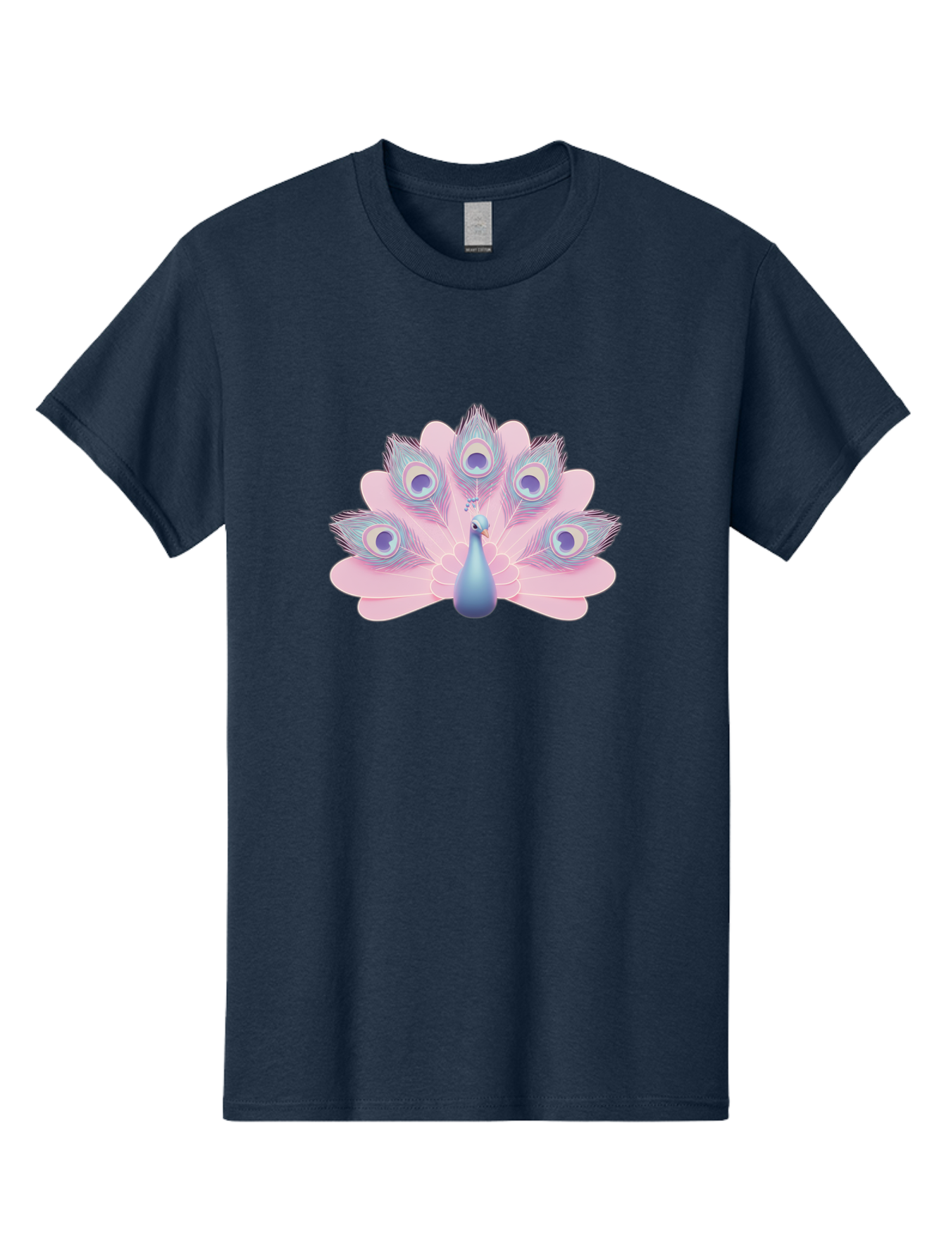 Peacock-3 Men'S Graphic Tee, 100% Cotton, Comfortable Casual Summer Wear, Machine Washable, Peacock Display, Vibrant Feathers, Blue And Pink Hues, Eye-Catching Pattern, Majestic Bird, Decorative Plumage, Colorful Illustration Bab092
