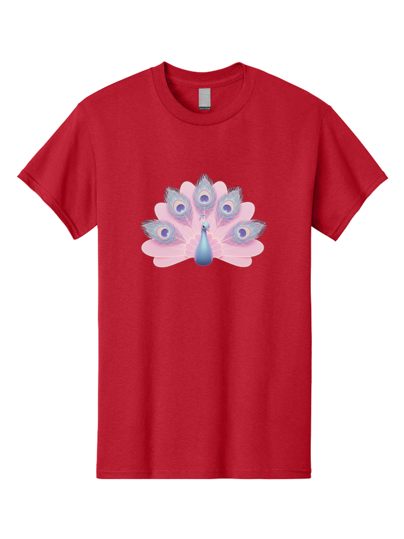 Peacock-3 Men'S Graphic Tee, 100% Cotton, Comfortable Casual Summer Wear, Machine Washable, Peacock Display, Vibrant Feathers, Blue And Pink Hues, Eye-Catching Pattern, Majestic Bird, Decorative Plumage, Colorful Illustration Bab092