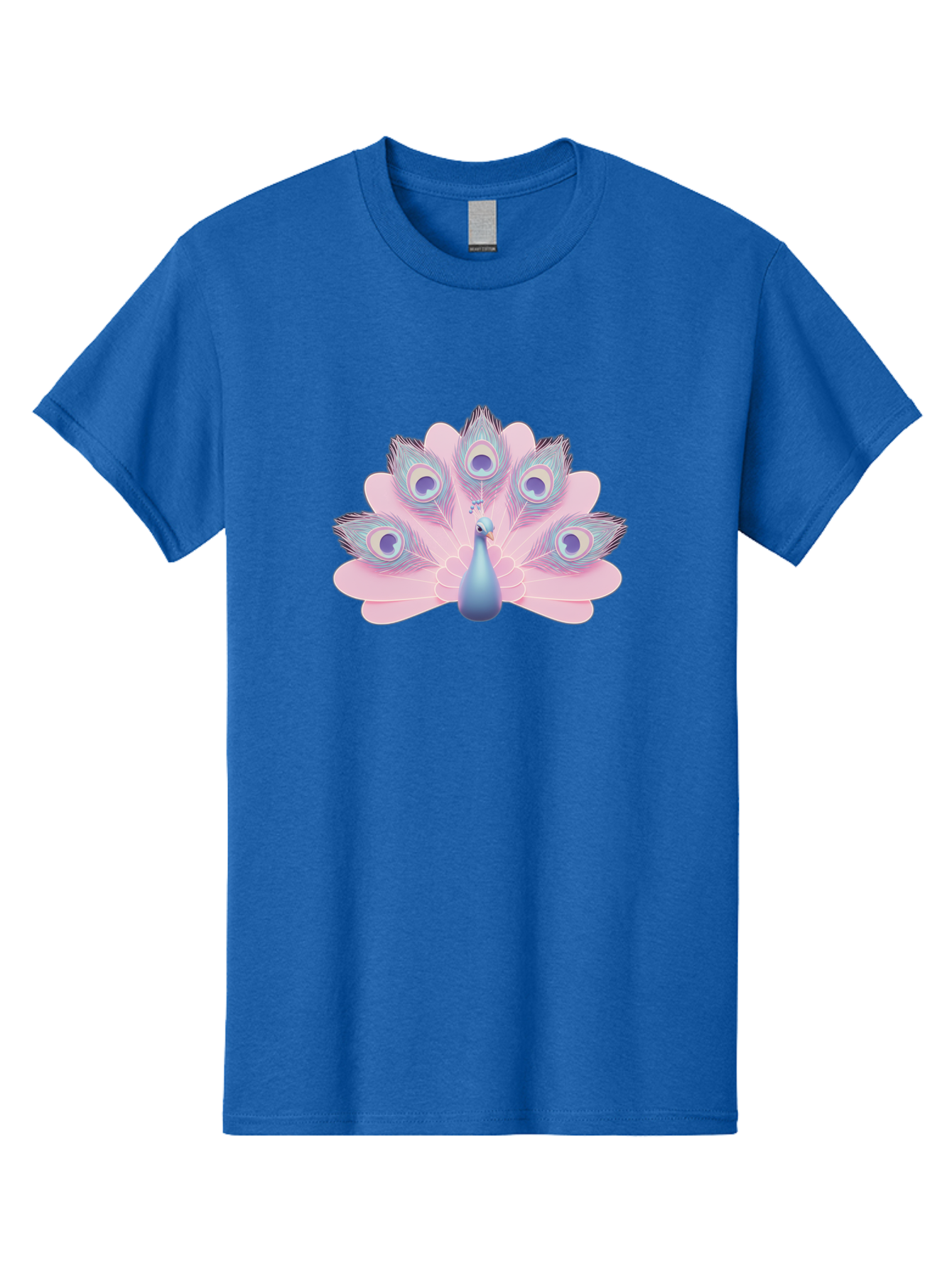 Peacock-3 Men'S Graphic Tee, 100% Cotton, Comfortable Casual Summer Wear, Machine Washable, Peacock Display, Vibrant Feathers, Blue And Pink Hues, Eye-Catching Pattern, Majestic Bird, Decorative Plumage, Colorful Illustration Bab092