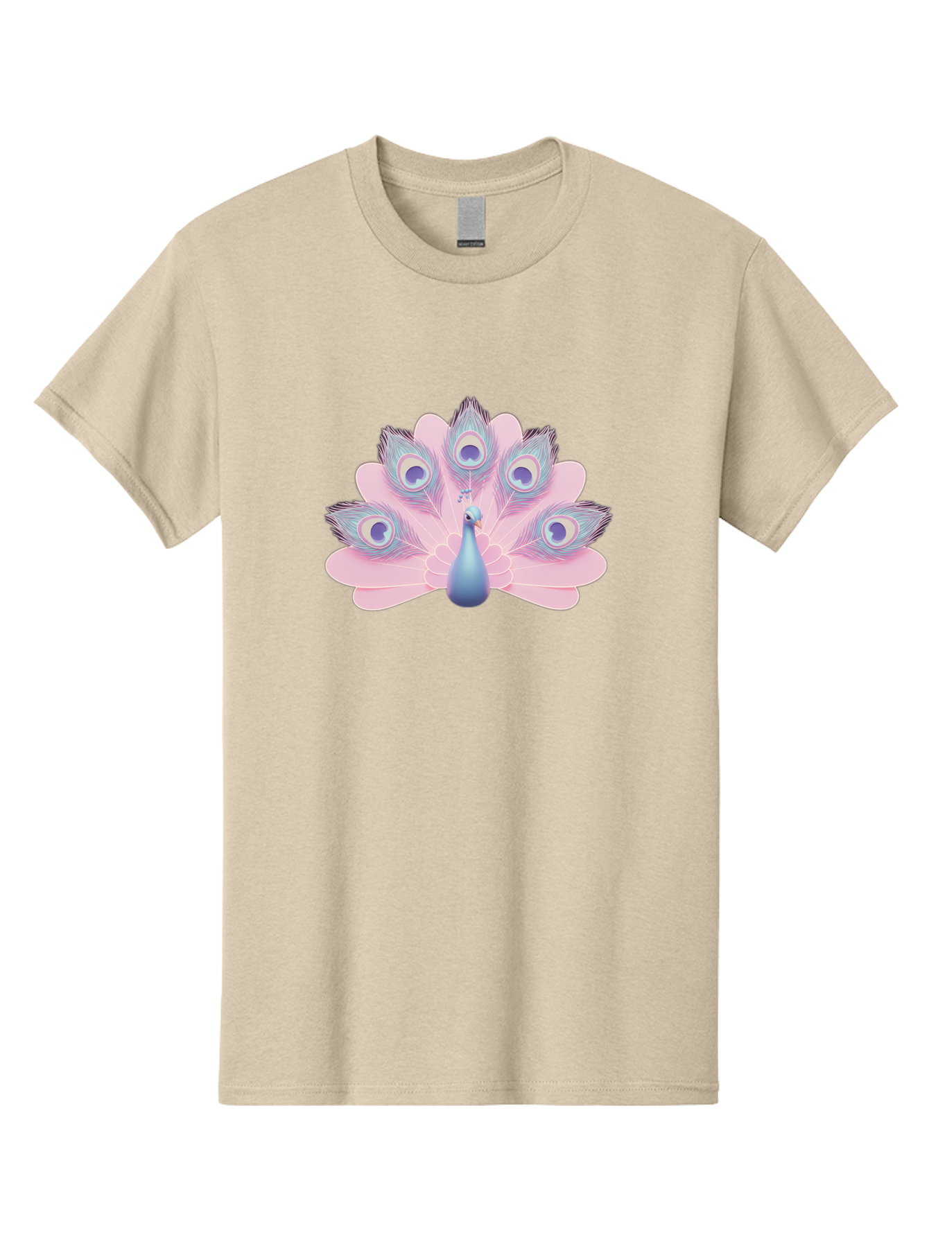 Peacock-3 Men'S Graphic Tee, 100% Cotton, Comfortable Casual Summer Wear, Machine Washable, Peacock Display, Vibrant Feathers, Blue And Pink Hues, Eye-Catching Pattern, Majestic Bird, Decorative Plumage, Colorful Illustration Bab092