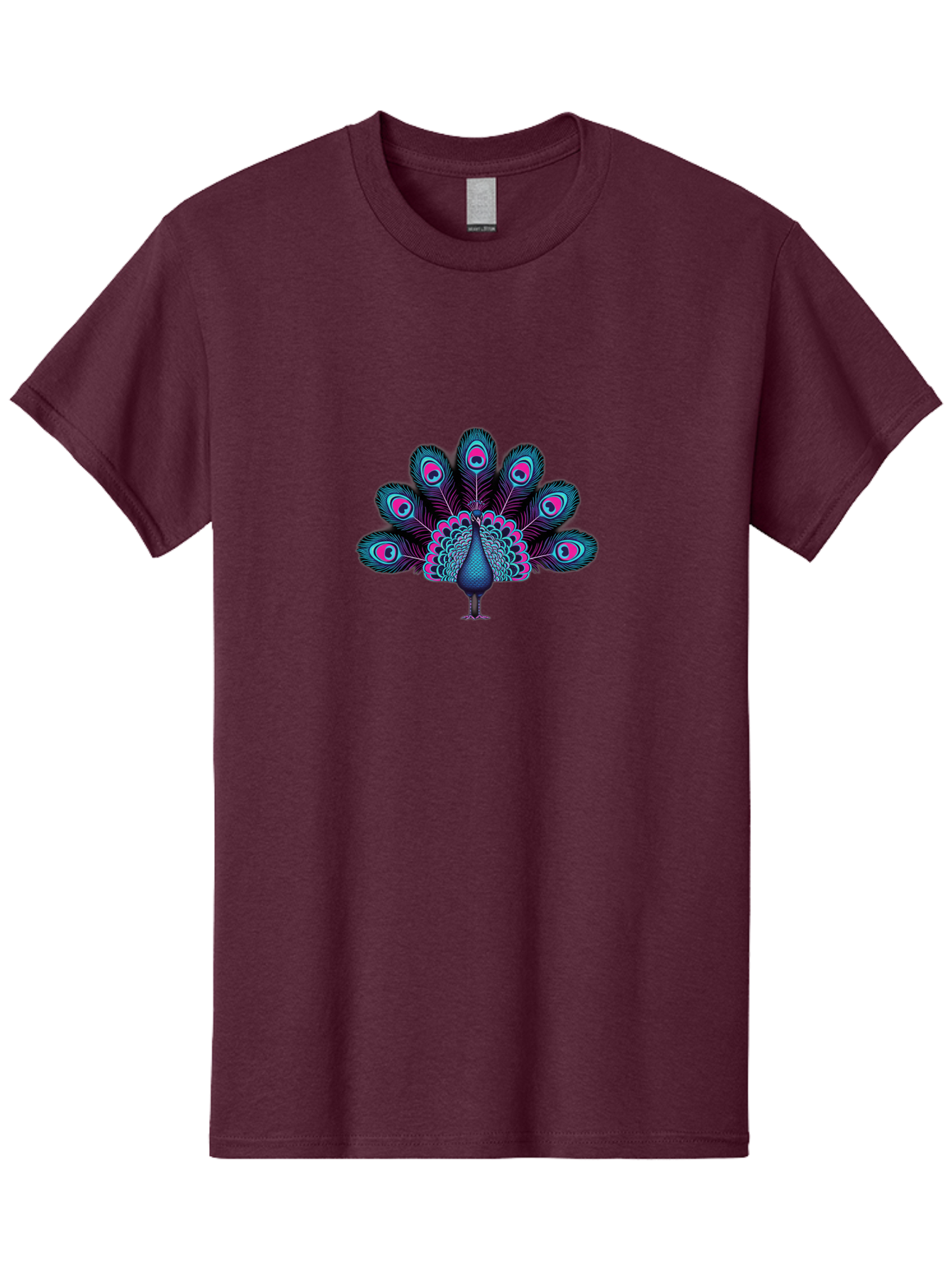 Peacock-30 Men'S Graphic Tee, 100% Cotton, Comfortable Casual Summer Wear, Machine Washable, Peacock Illustration, Colorful Plumage, Vibrant Feathers, Blue And Pink Hues, Eye-Catching Design, Bird Of Beauty, Ornate Tail, Artistic Render Bab093