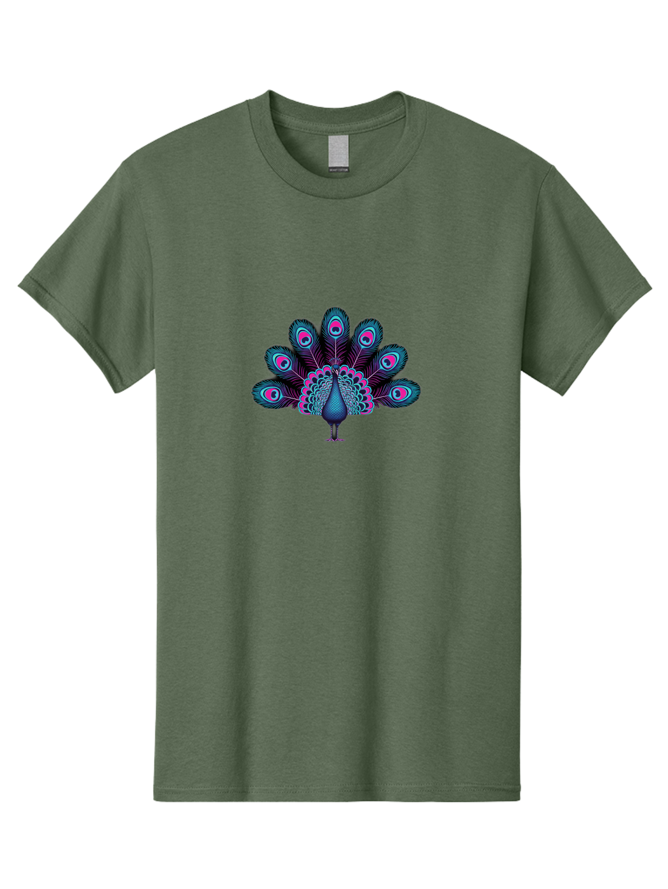 Peacock-30 Men'S Graphic Tee, 100% Cotton, Comfortable Casual Summer Wear, Machine Washable, Peacock Illustration, Colorful Plumage, Vibrant Feathers, Blue And Pink Hues, Eye-Catching Design, Bird Of Beauty, Ornate Tail, Artistic Render Bab093