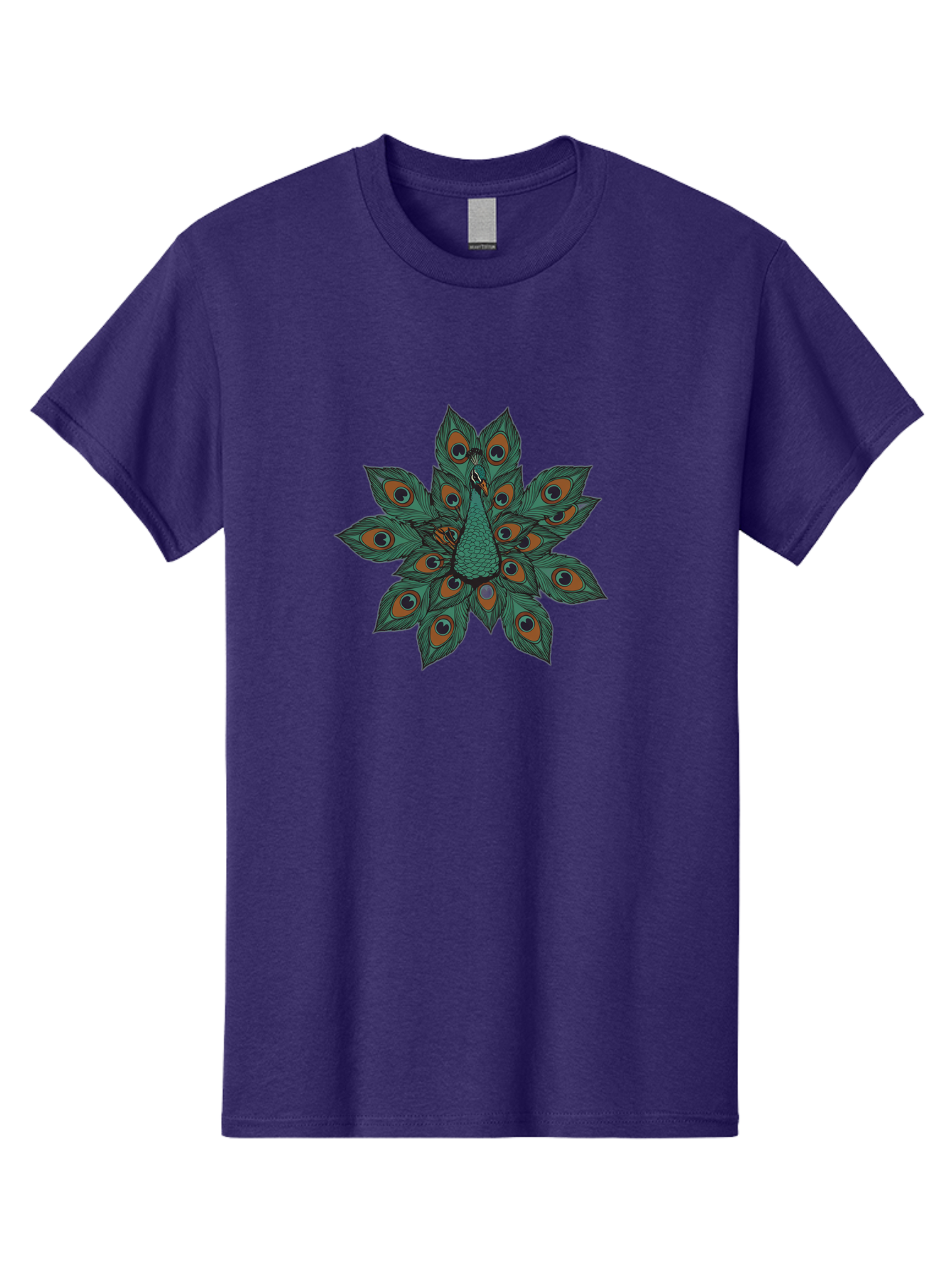 Peacock-31 Men'S Graphic Tee, 100% Cotton, Comfortable Casual Summer Wear, Machine Washable, Peacock Feather, Symmetrical Pattern, Vibrant Colors, Natural Beauty, Exotic Bird, Intricate Design, Circular Shape, Orange And Blue Hues, Bab094