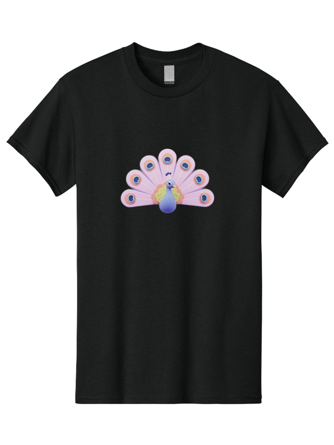 Peacock-4 Men'S Graphic Tee, 100% Cotton, Comfortable Casual Summer Wear, Machine Washable, Peacock Illustration, Colorful Plumage, Blue Bird, Purple Feathers, Orange Accents, Eye-Catching Design, Stylized Artwork, Vibrant Colors, Bab098