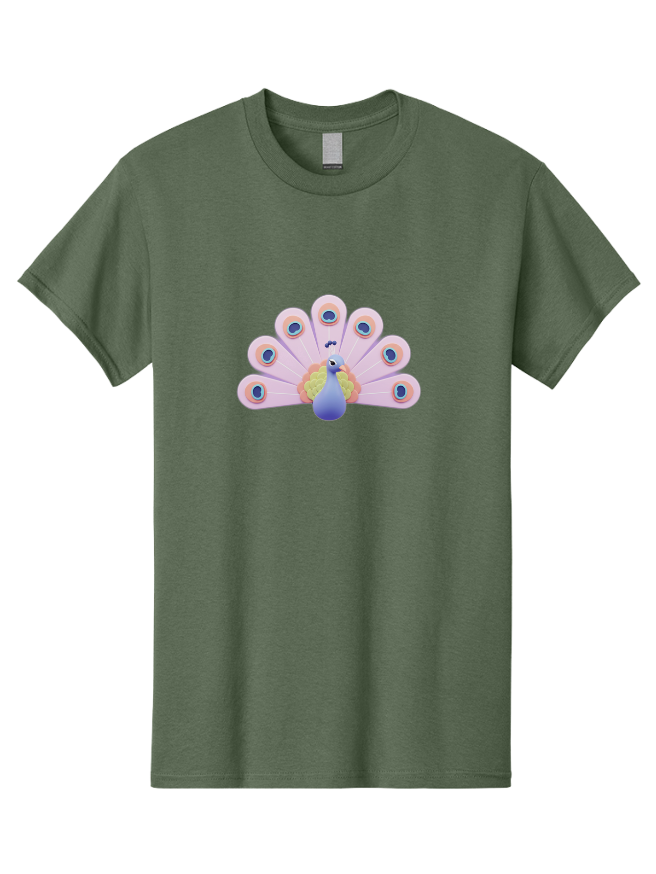 Peacock-4 Men'S Graphic Tee, 100% Cotton, Comfortable Casual Summer Wear, Machine Washable, Peacock Illustration, Colorful Plumage, Blue Bird, Purple Feathers, Orange Accents, Eye-Catching Design, Stylized Artwork, Vibrant Colors, Bab098