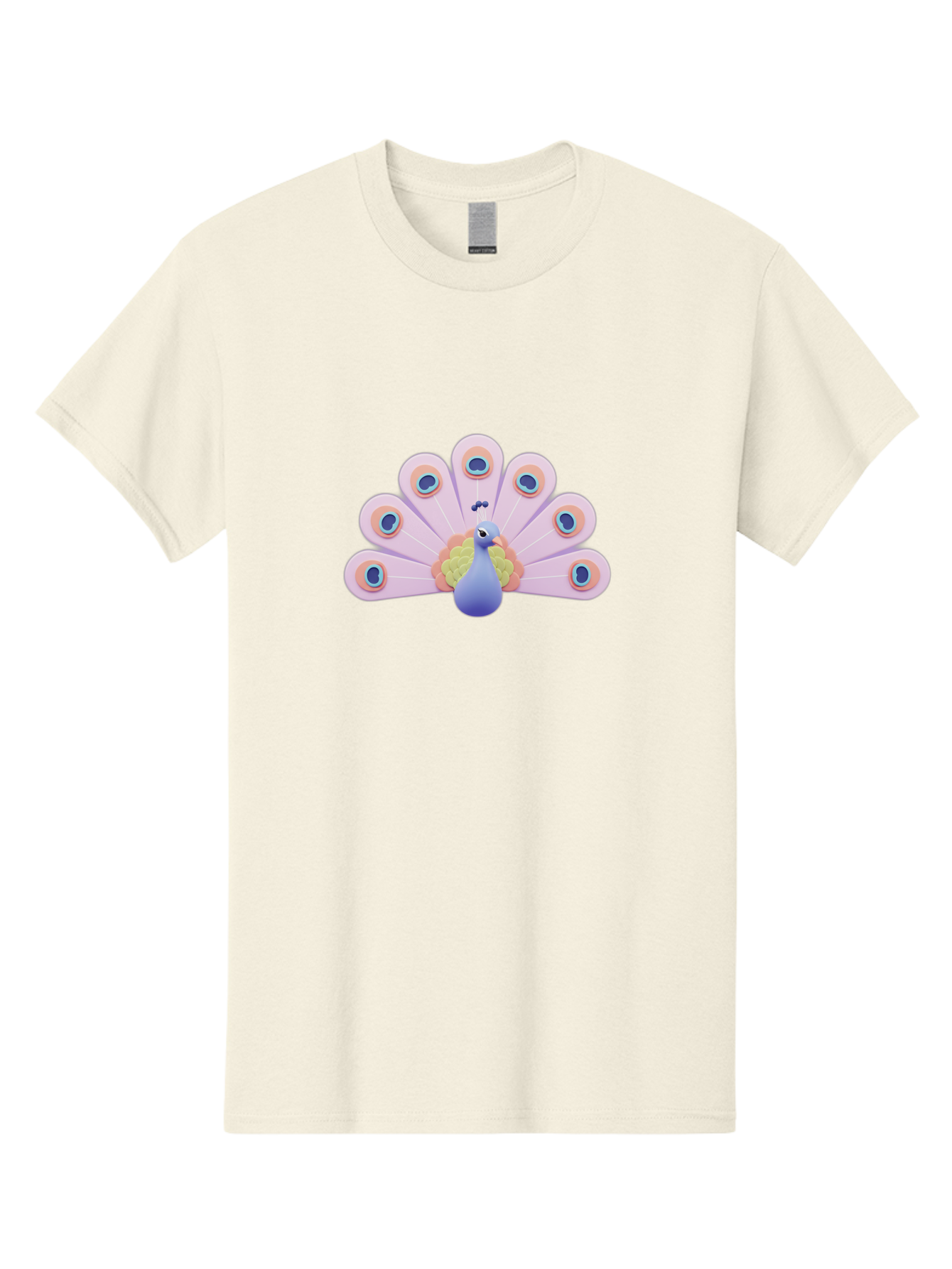 Peacock-4 Men'S Graphic Tee, 100% Cotton, Comfortable Casual Summer Wear, Machine Washable, Peacock Illustration, Colorful Plumage, Blue Bird, Purple Feathers, Orange Accents, Eye-Catching Design, Stylized Artwork, Vibrant Colors, Bab098