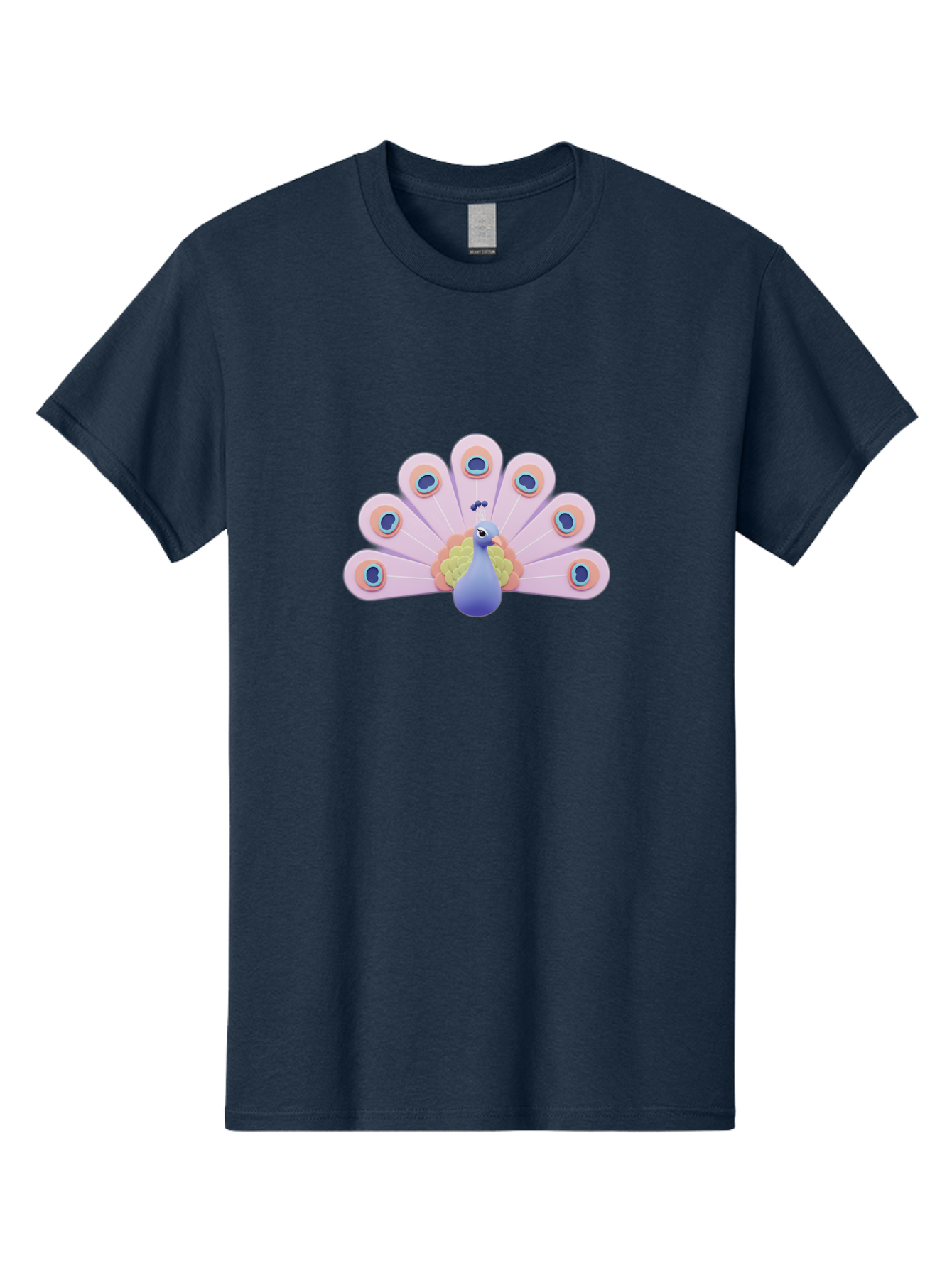 Peacock-4 Men'S Graphic Tee, 100% Cotton, Comfortable Casual Summer Wear, Machine Washable, Peacock Illustration, Colorful Plumage, Blue Bird, Purple Feathers, Orange Accents, Eye-Catching Design, Stylized Artwork, Vibrant Colors, Bab098