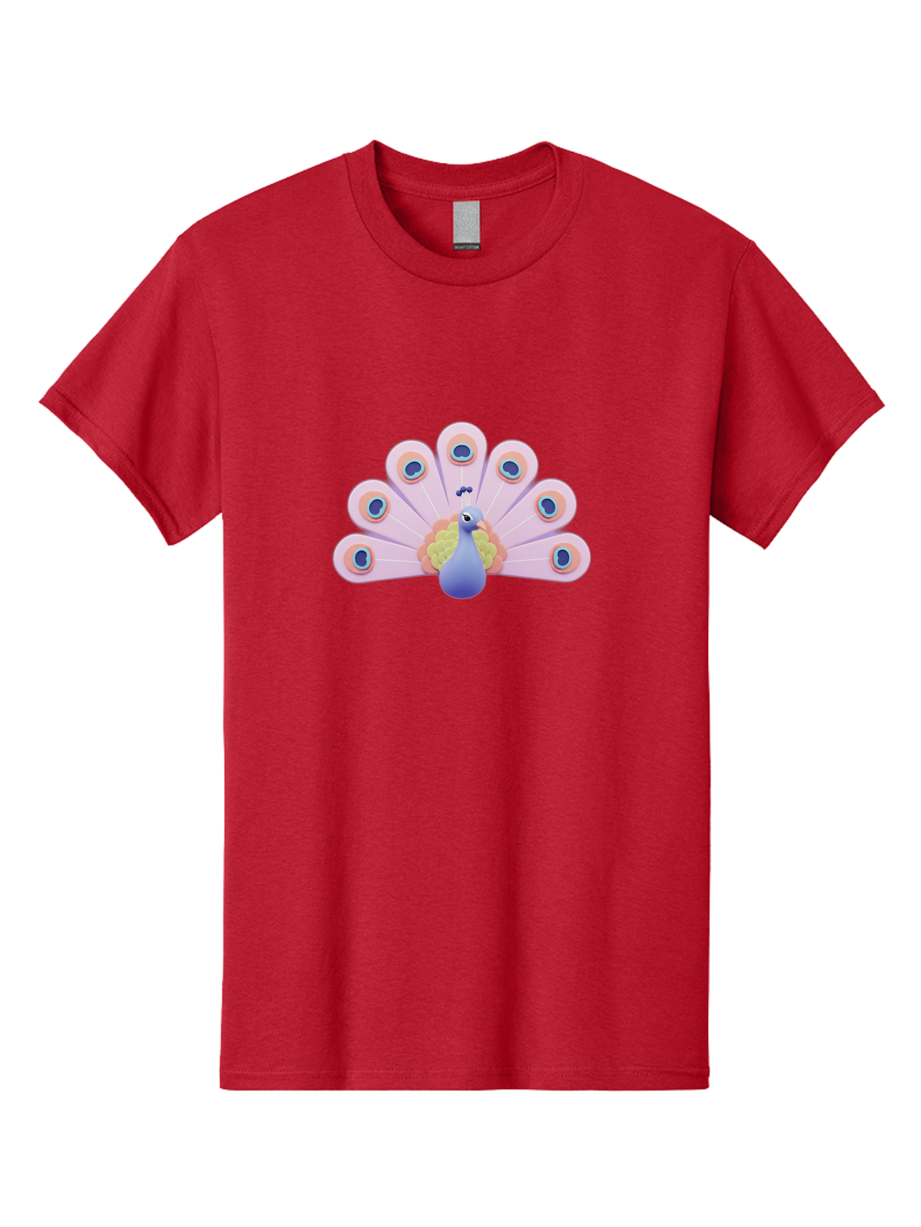 Peacock-4 Men'S Graphic Tee, 100% Cotton, Comfortable Casual Summer Wear, Machine Washable, Peacock Illustration, Colorful Plumage, Blue Bird, Purple Feathers, Orange Accents, Eye-Catching Design, Stylized Artwork, Vibrant Colors, Bab098