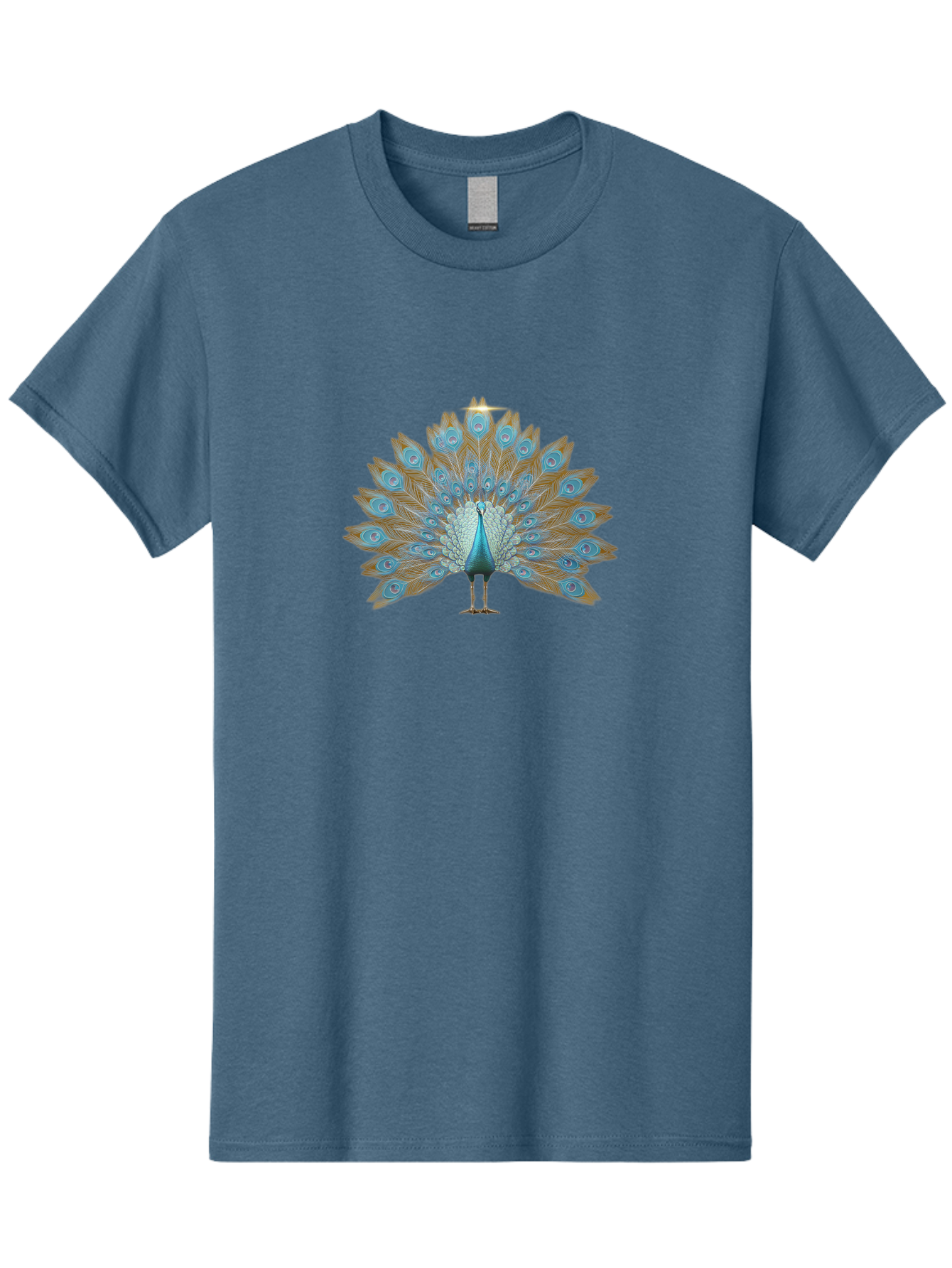 Peacock-9 Men'S Graphic Tee, 100% Cotton, Comfortable Casual Summer Wear, Machine Washable, Peacock Display, Vibrant Blue Feathers, Eye-Catching Plumage, Majestic Bird, Nature'S Beauty, Stunning Colors, Ornate Tail Feathers, Bird Of Paradise Bab103