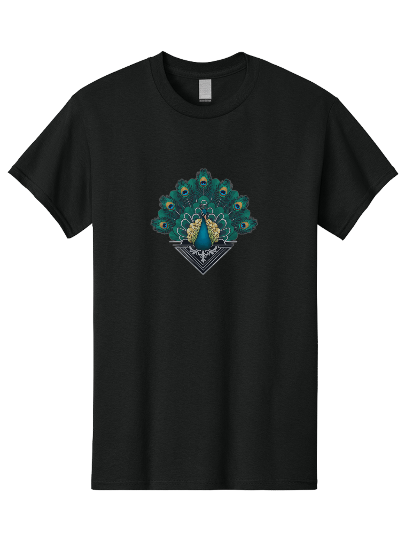 Peacock-Design Men'S Graphic Tee, 100% Cotton, Comfortable Casual Summer Wear, Machine Washable, Peacock, Vibrant Plumage, Blue And Gold Feathers, Ornate Design, Majestic Bird, Display Of Feathers, Symbolic Beauty, Elegant Pattern Bab104