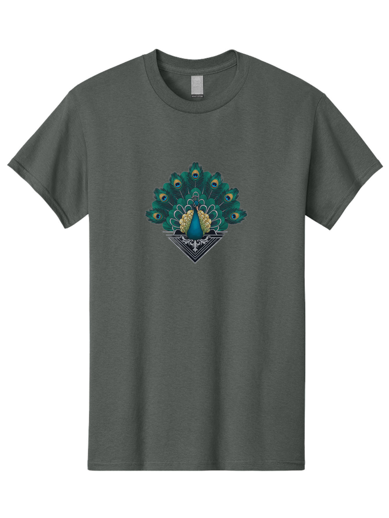 Peacock-Design Men'S Graphic Tee, 100% Cotton, Comfortable Casual Summer Wear, Machine Washable, Peacock, Vibrant Plumage, Blue And Gold Feathers, Ornate Design, Majestic Bird, Display Of Feathers, Symbolic Beauty, Elegant Pattern Bab104