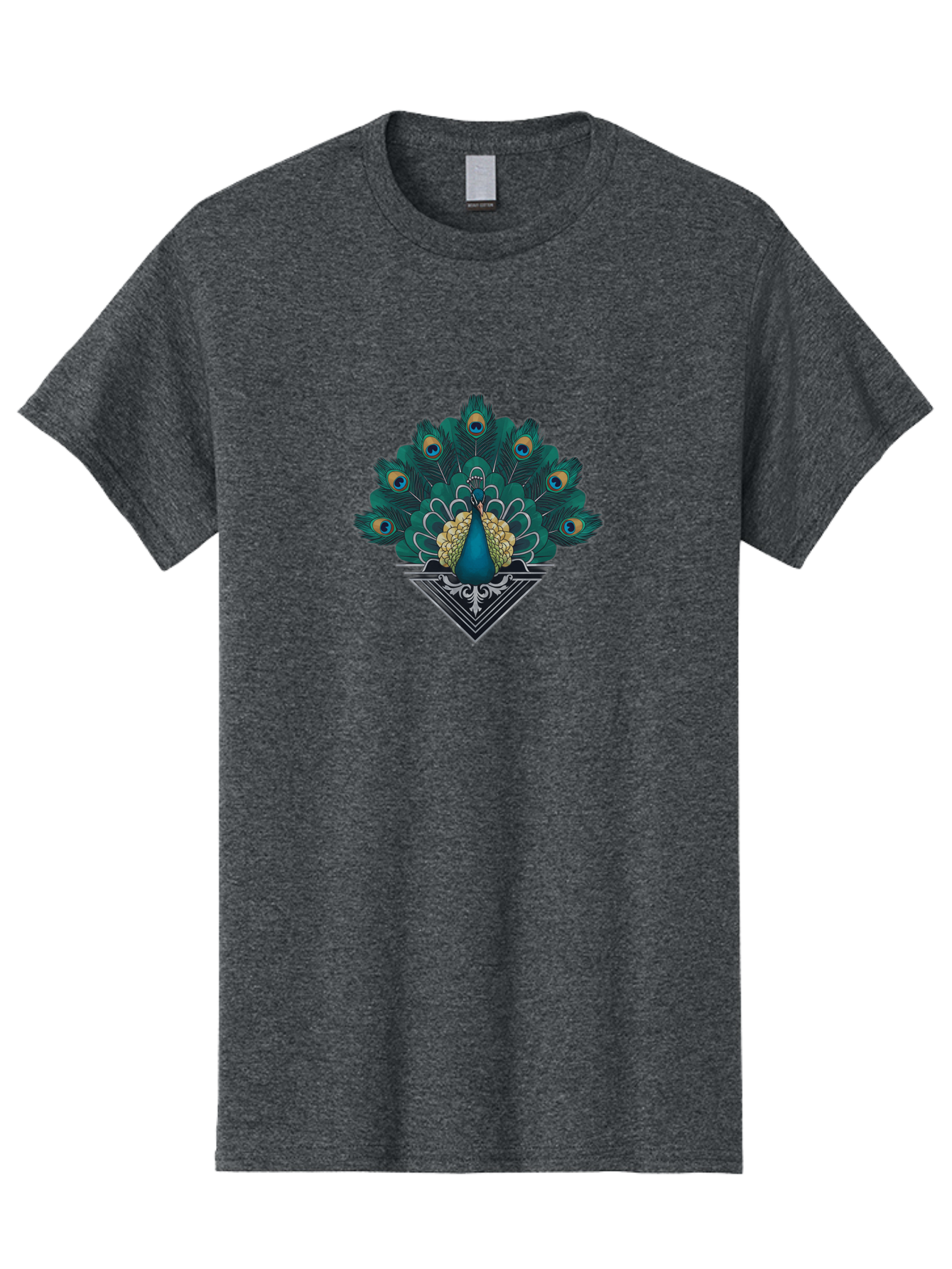 Peacock-Design Men'S Graphic Tee, 100% Cotton, Comfortable Casual Summer Wear, Machine Washable, Peacock, Vibrant Plumage, Blue And Gold Feathers, Ornate Design, Majestic Bird, Display Of Feathers, Symbolic Beauty, Elegant Pattern Bab104