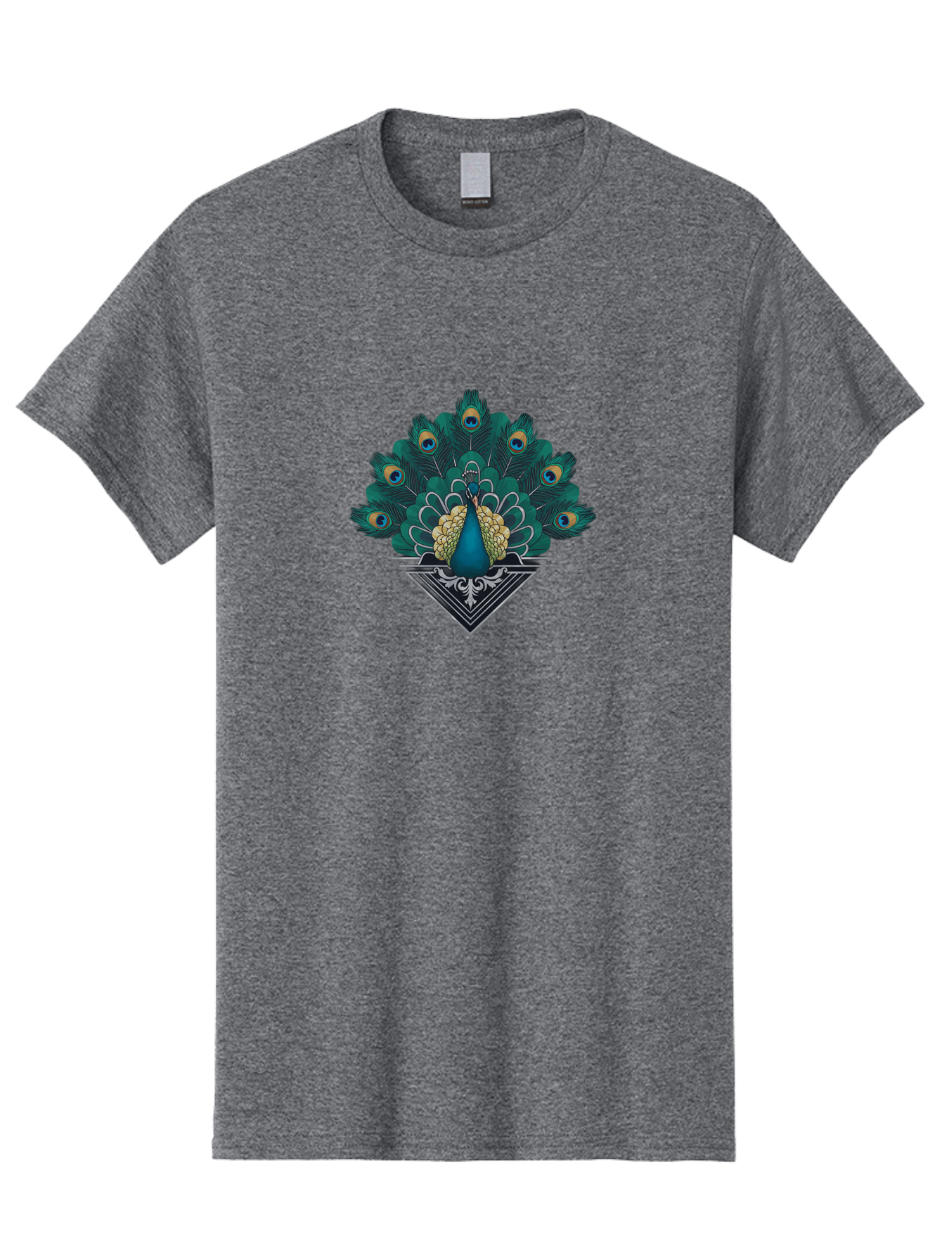 Peacock-Design Men'S Graphic Tee, 100% Cotton, Comfortable Casual Summer Wear, Machine Washable, Peacock, Vibrant Plumage, Blue And Gold Feathers, Ornate Design, Majestic Bird, Display Of Feathers, Symbolic Beauty, Elegant Pattern Bab104