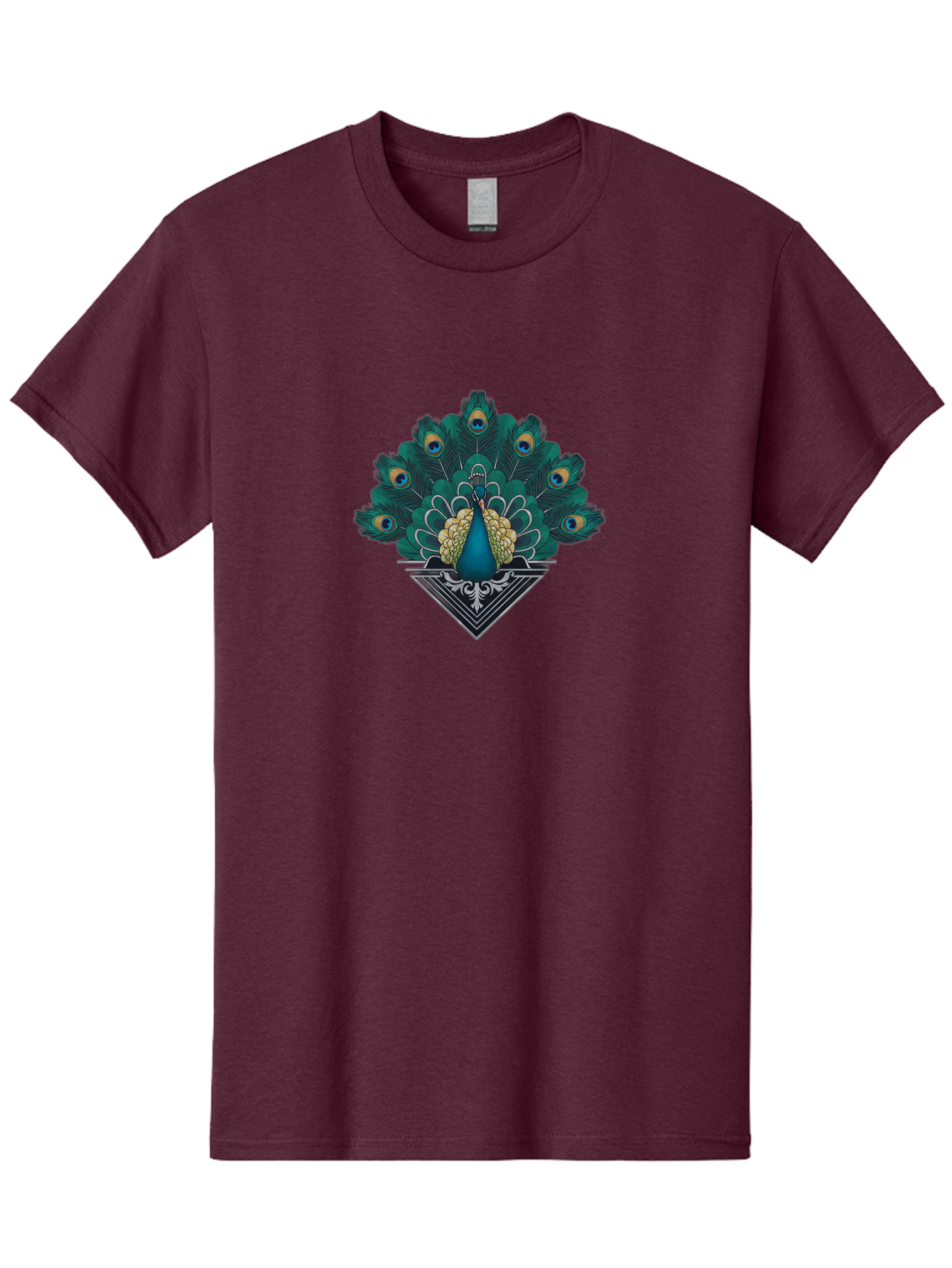 Peacock-Design Men'S Graphic Tee, 100% Cotton, Comfortable Casual Summer Wear, Machine Washable, Peacock, Vibrant Plumage, Blue And Gold Feathers, Ornate Design, Majestic Bird, Display Of Feathers, Symbolic Beauty, Elegant Pattern Bab104