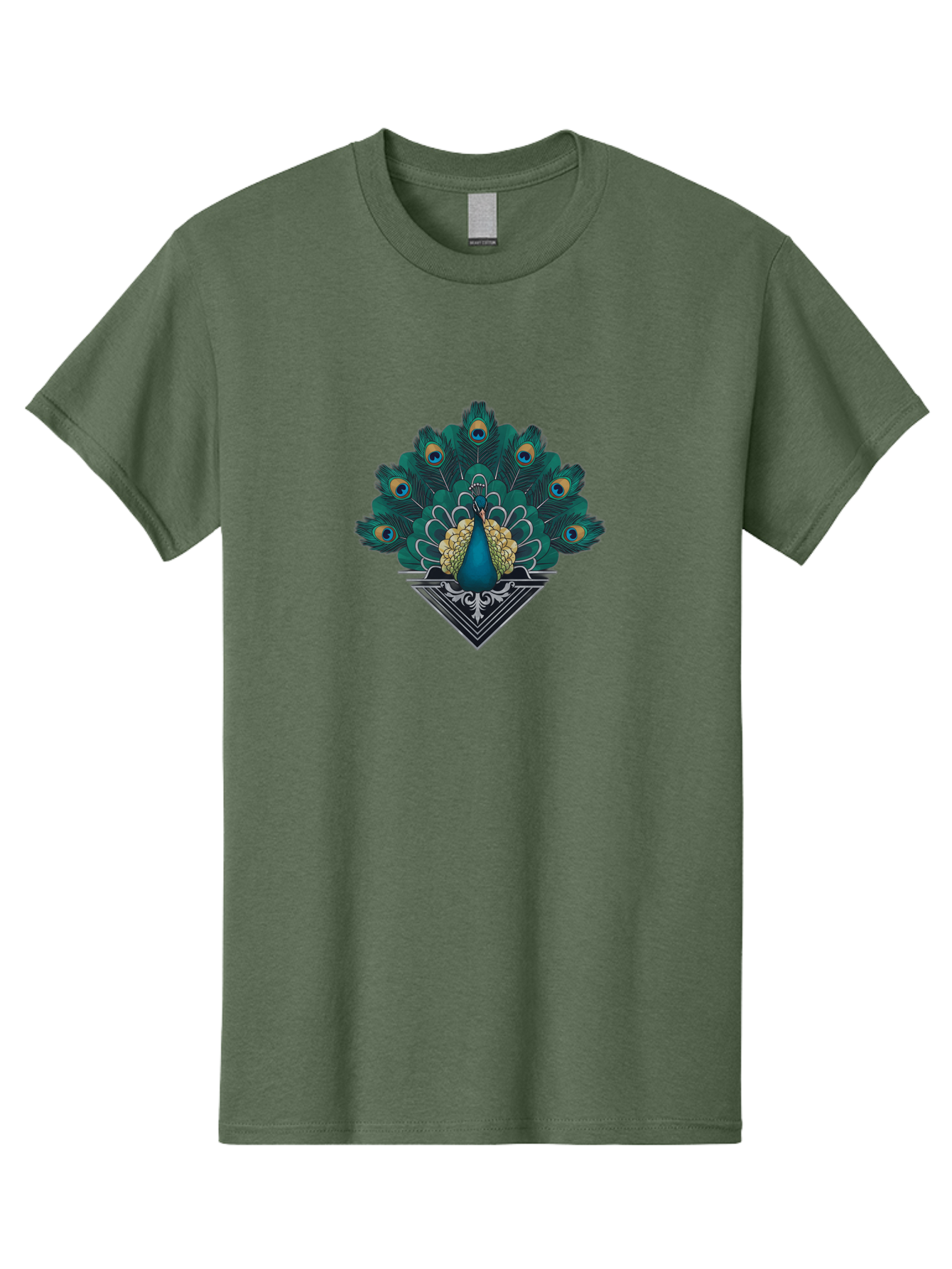 Peacock-Design Men'S Graphic Tee, 100% Cotton, Comfortable Casual Summer Wear, Machine Washable, Peacock, Vibrant Plumage, Blue And Gold Feathers, Ornate Design, Majestic Bird, Display Of Feathers, Symbolic Beauty, Elegant Pattern Bab104