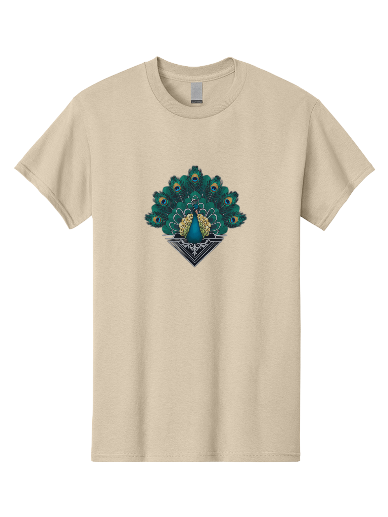 Peacock-Design Men'S Graphic Tee, 100% Cotton, Comfortable Casual Summer Wear, Machine Washable, Peacock, Vibrant Plumage, Blue And Gold Feathers, Ornate Design, Majestic Bird, Display Of Feathers, Symbolic Beauty, Elegant Pattern Bab104