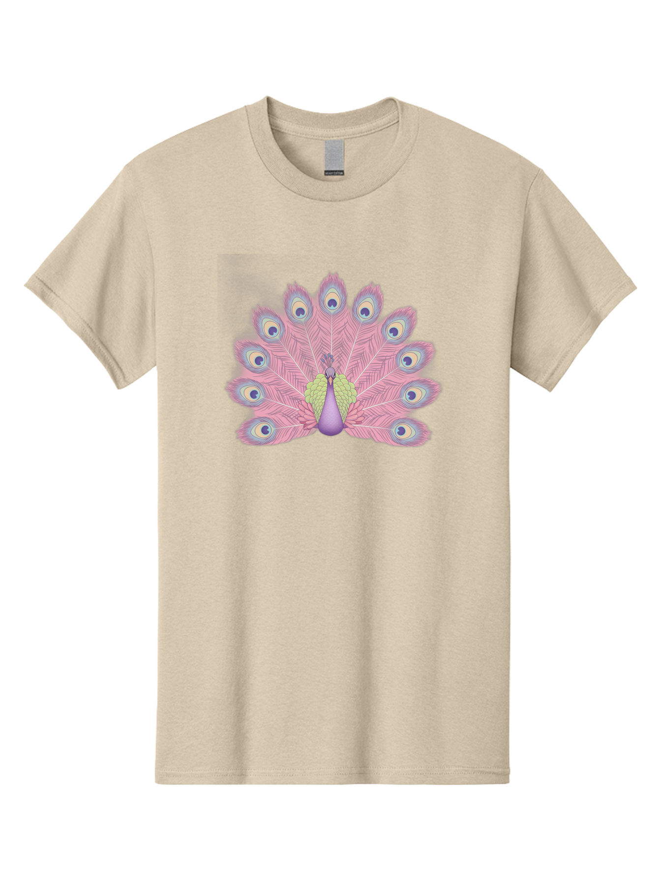 Peacock-Display-1 Men'S Graphic Tee, 100% Cotton, Comfortable Casual Summer Wear, Machine Washable, Peacock With Full Plumage, Vibrant Feathers, Pink And Purple Hues, Green And Blue Accents, Eye-Catching Display, Majestic Bird, Bab105