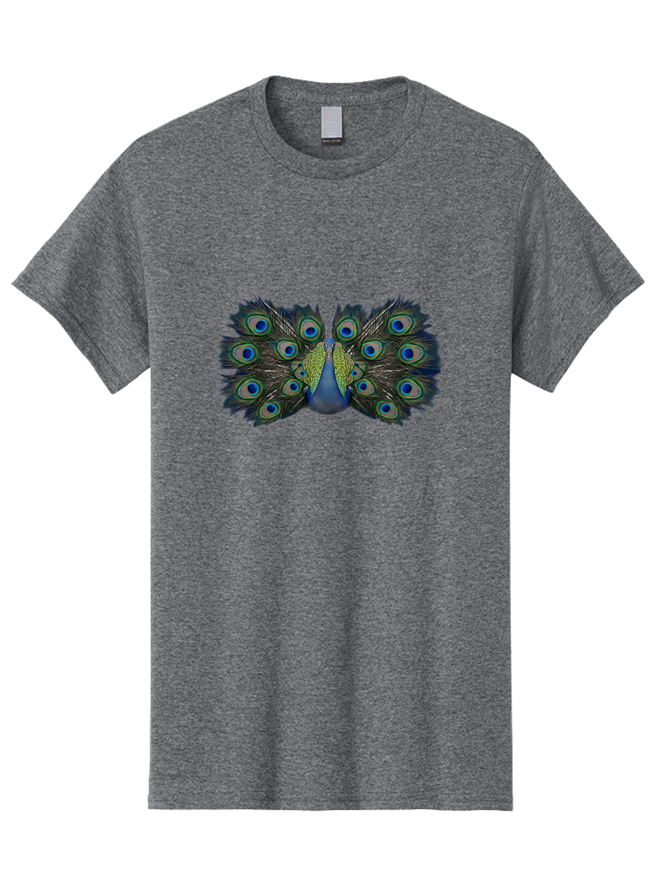Peacock-Display Men'S Graphic Tee, 100% Cotton, Comfortable Casual Summer Wear, Machine Washable, Peacock, Vibrant Plumage, Blue And Green Feathers, Eye-Catching, Majestic Bird, Colorful Display, Intricate Patterns, Bird Of Paradise, Bab106