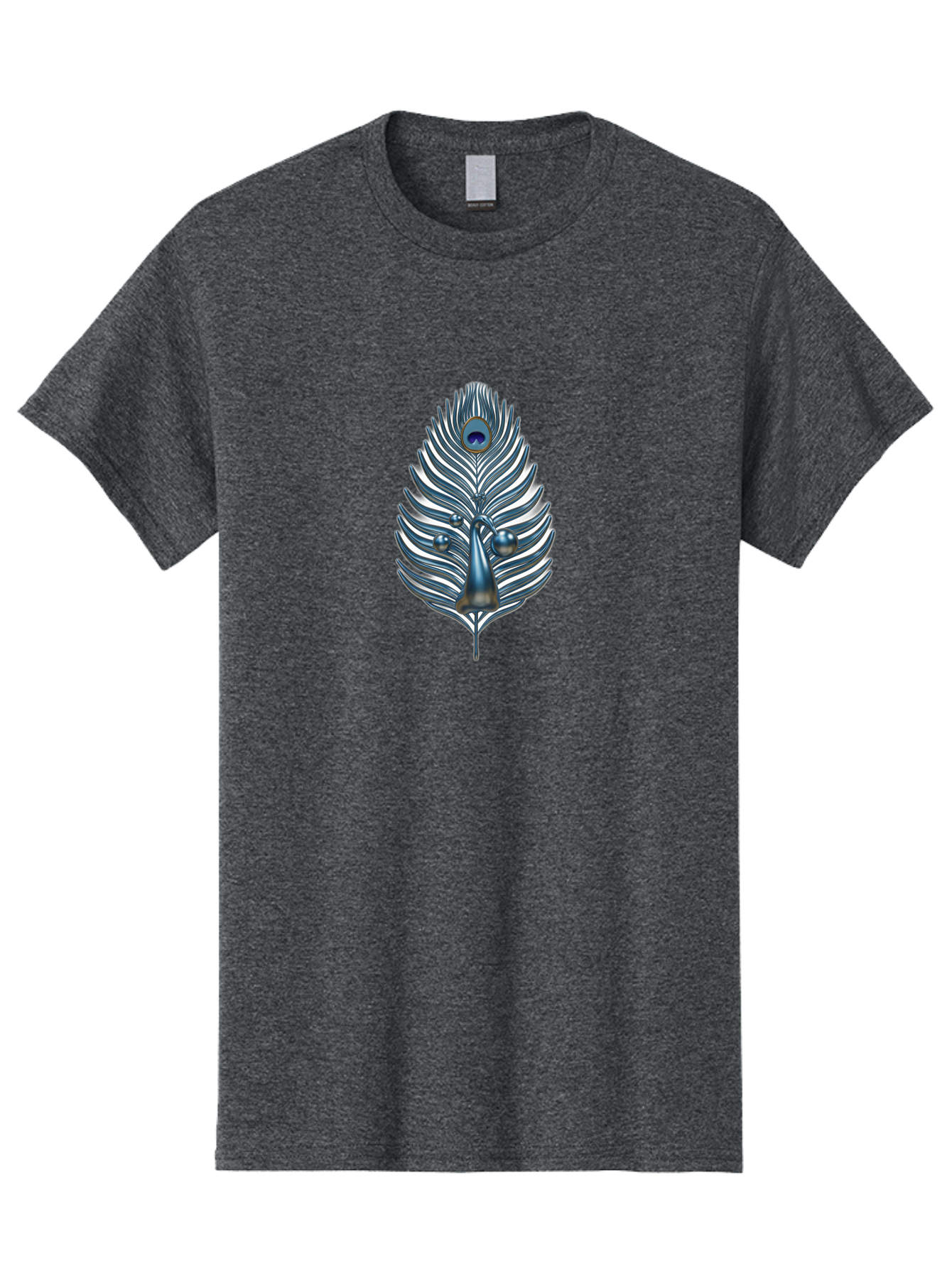 Peacock-Feather-10 Men'S Graphic Tee, 100% Cotton, Comfortable Casual Summer Wear, Machine Washable, Luxury Feather, Peacock Plumage, Ornate Design, Metallic Sheen, Vibrant Blue Eye, 3D Effect, Decorative Element, Chrome Accents, Bab108