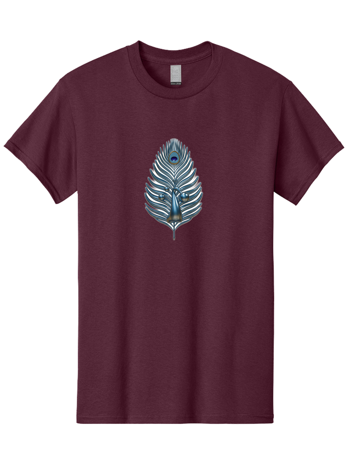 Peacock-Feather-10 Men'S Graphic Tee, 100% Cotton, Comfortable Casual Summer Wear, Machine Washable, Luxury Feather, Peacock Plumage, Ornate Design, Metallic Sheen, Vibrant Blue Eye, 3D Effect, Decorative Element, Chrome Accents, Bab108