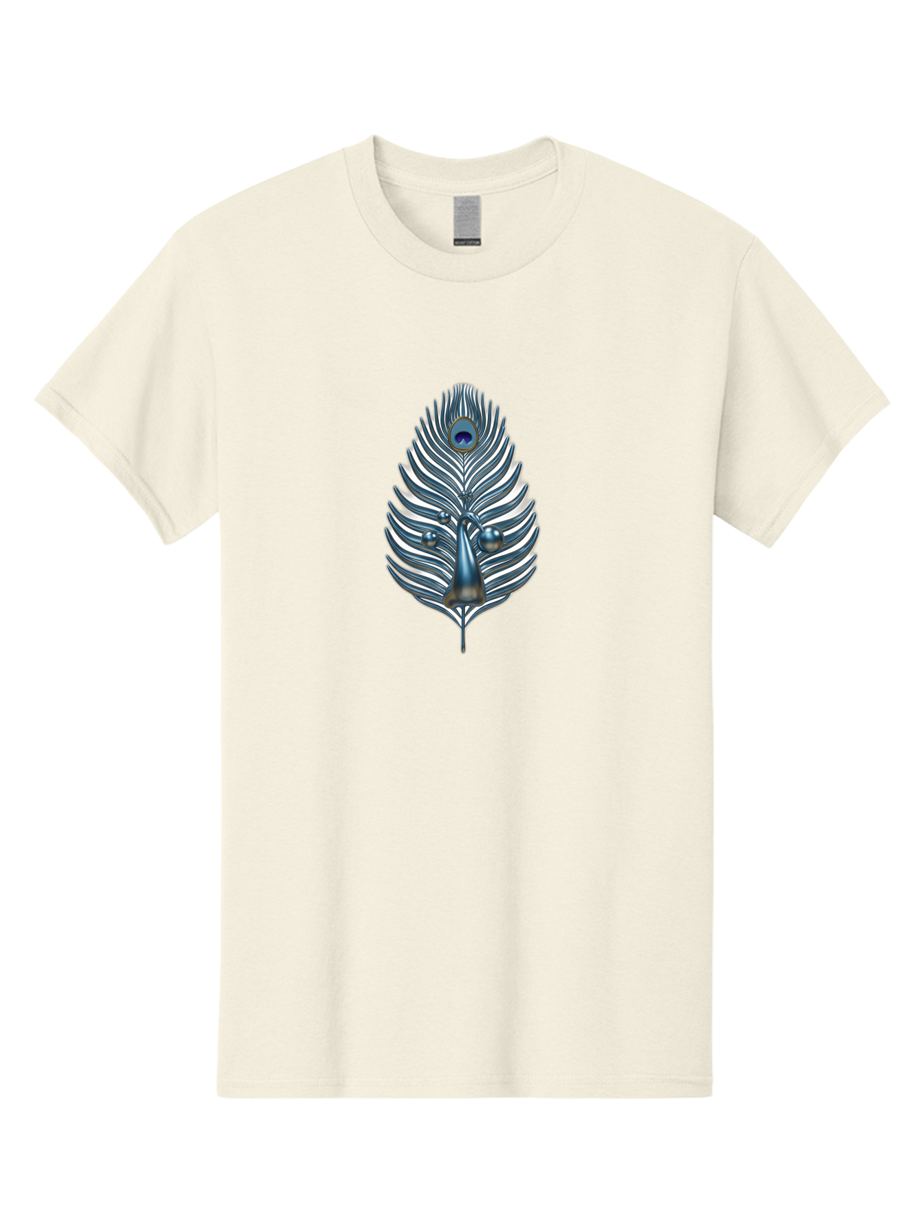 Peacock-Feather-10 Men'S Graphic Tee, 100% Cotton, Comfortable Casual Summer Wear, Machine Washable, Luxury Feather, Peacock Plumage, Ornate Design, Metallic Sheen, Vibrant Blue Eye, 3D Effect, Decorative Element, Chrome Accents, Bab108