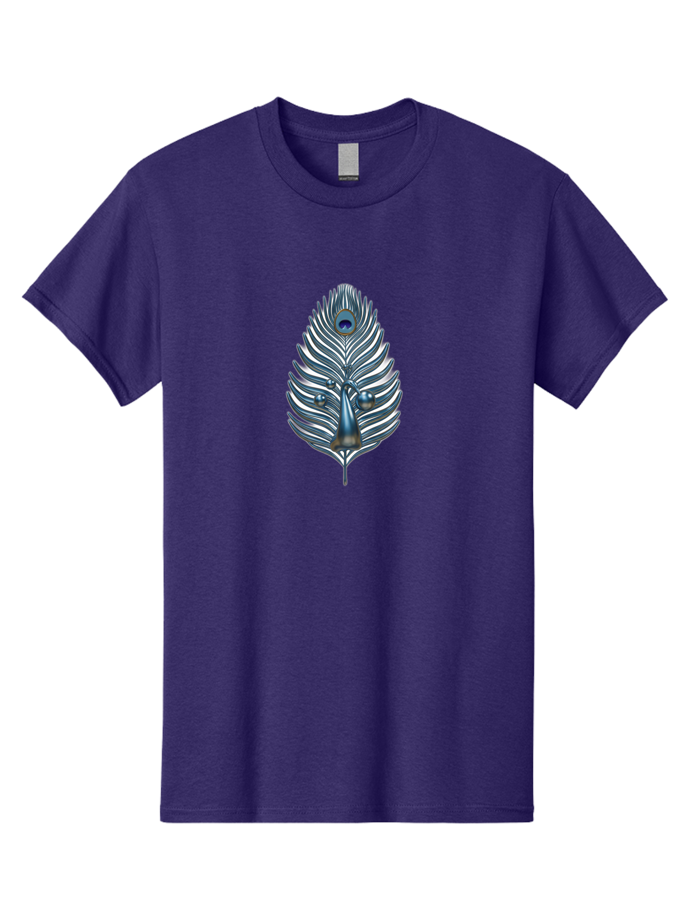 Peacock-Feather-10 Men'S Graphic Tee, 100% Cotton, Comfortable Casual Summer Wear, Machine Washable, Luxury Feather, Peacock Plumage, Ornate Design, Metallic Sheen, Vibrant Blue Eye, 3D Effect, Decorative Element, Chrome Accents, Bab108