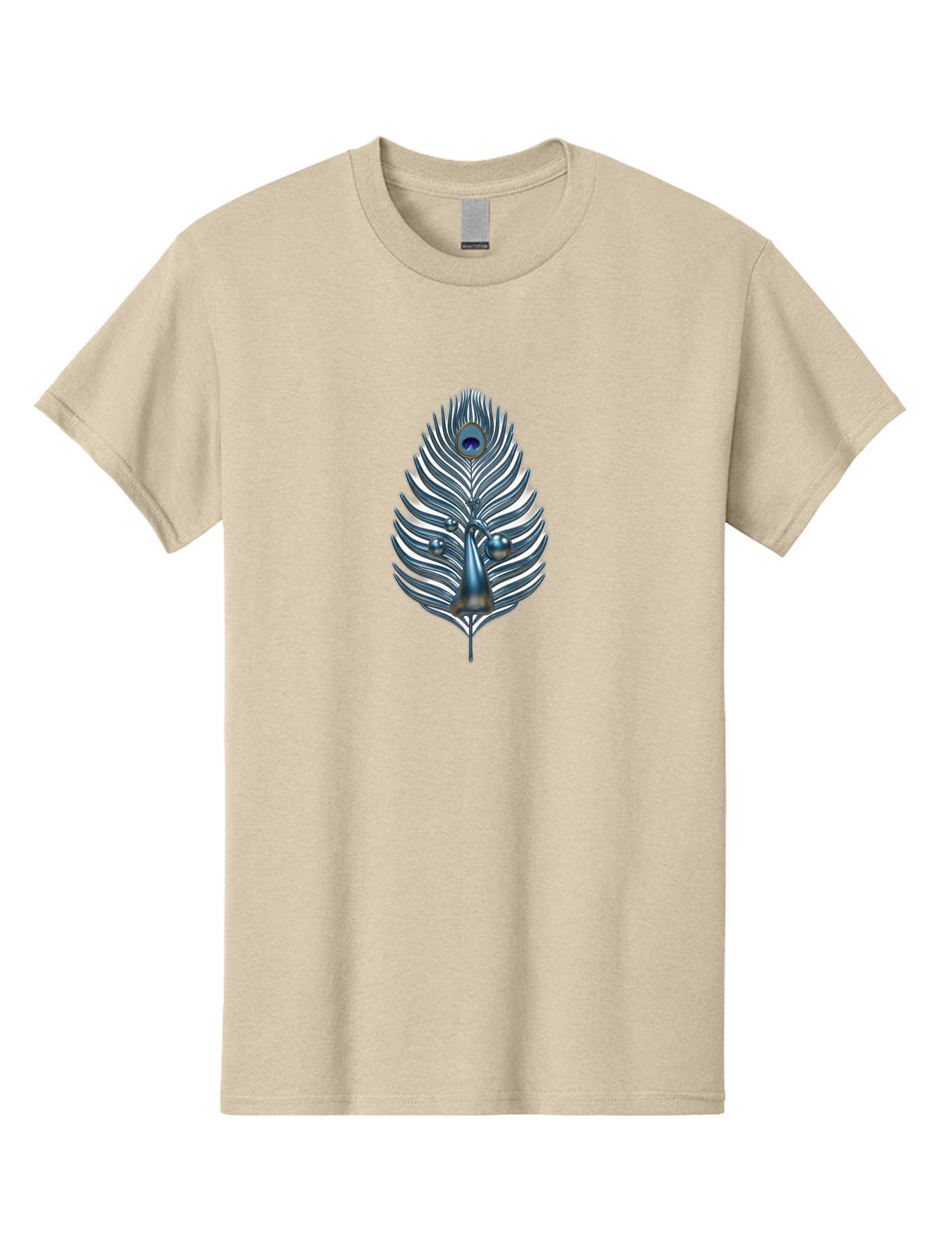 Peacock-Feather-10 Men'S Graphic Tee, 100% Cotton, Comfortable Casual Summer Wear, Machine Washable, Luxury Feather, Peacock Plumage, Ornate Design, Metallic Sheen, Vibrant Blue Eye, 3D Effect, Decorative Element, Chrome Accents, Bab108