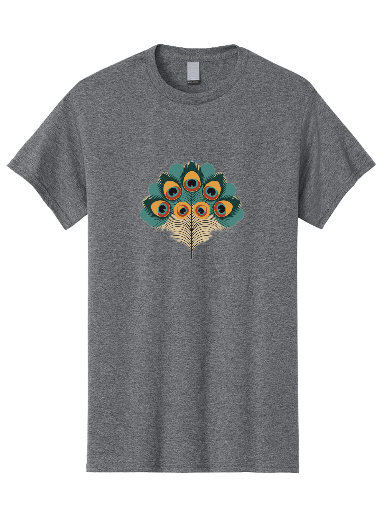 Peacock-Feather-2 Men'S Graphic Tee, 100% Cotton, Comfortable Casual Summer Wear, Machine Washable, Peacock Feather, Colorful Plumage, Vibrant Colors, Eye-Catching Design, Ornate Patterns, Exotic Beauty, Symbolic Imagery, Decorative Art Bab110