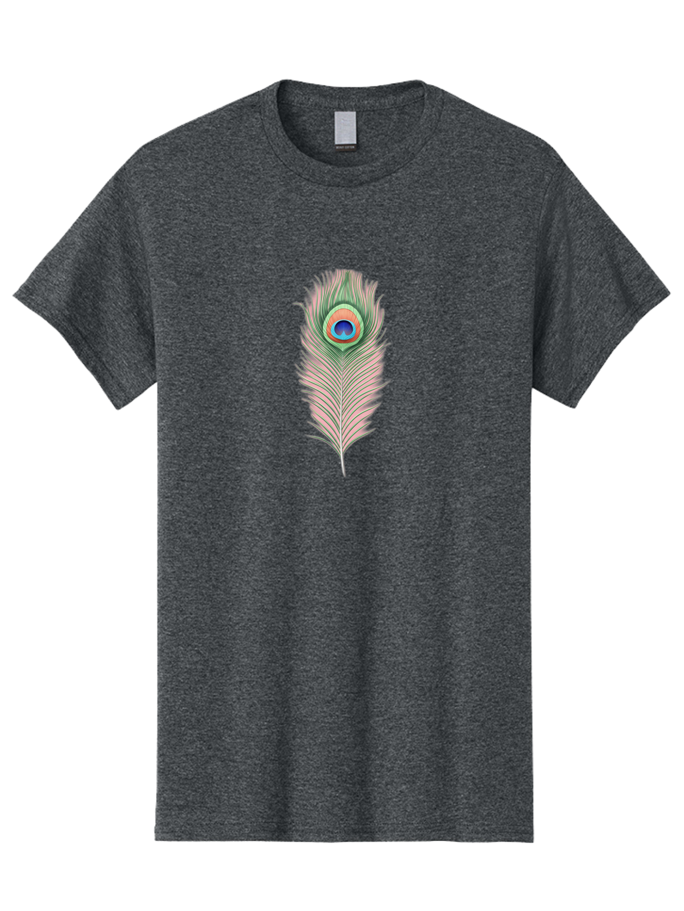 Peacock-Feather-3 Men'S Graphic Tee, 100% Cotton, Comfortable Casual Summer Wear, Machine Washable, Peacock Feather Illustration, Colorful Plumage, Vibrant Eye, Bird Anatomy, Nature Graphics, Exotic Design, Ornamental Art, Bab111