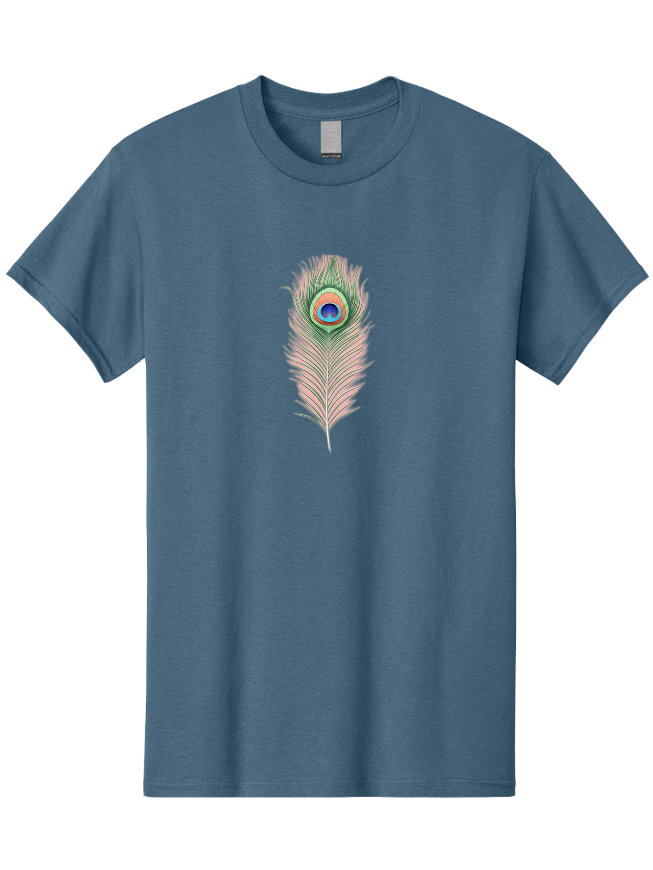 Peacock-Feather-3 Men'S Graphic Tee, 100% Cotton, Comfortable Casual Summer Wear, Machine Washable, Peacock Feather Illustration, Colorful Plumage, Vibrant Eye, Bird Anatomy, Nature Graphics, Exotic Design, Ornamental Art, Bab111
