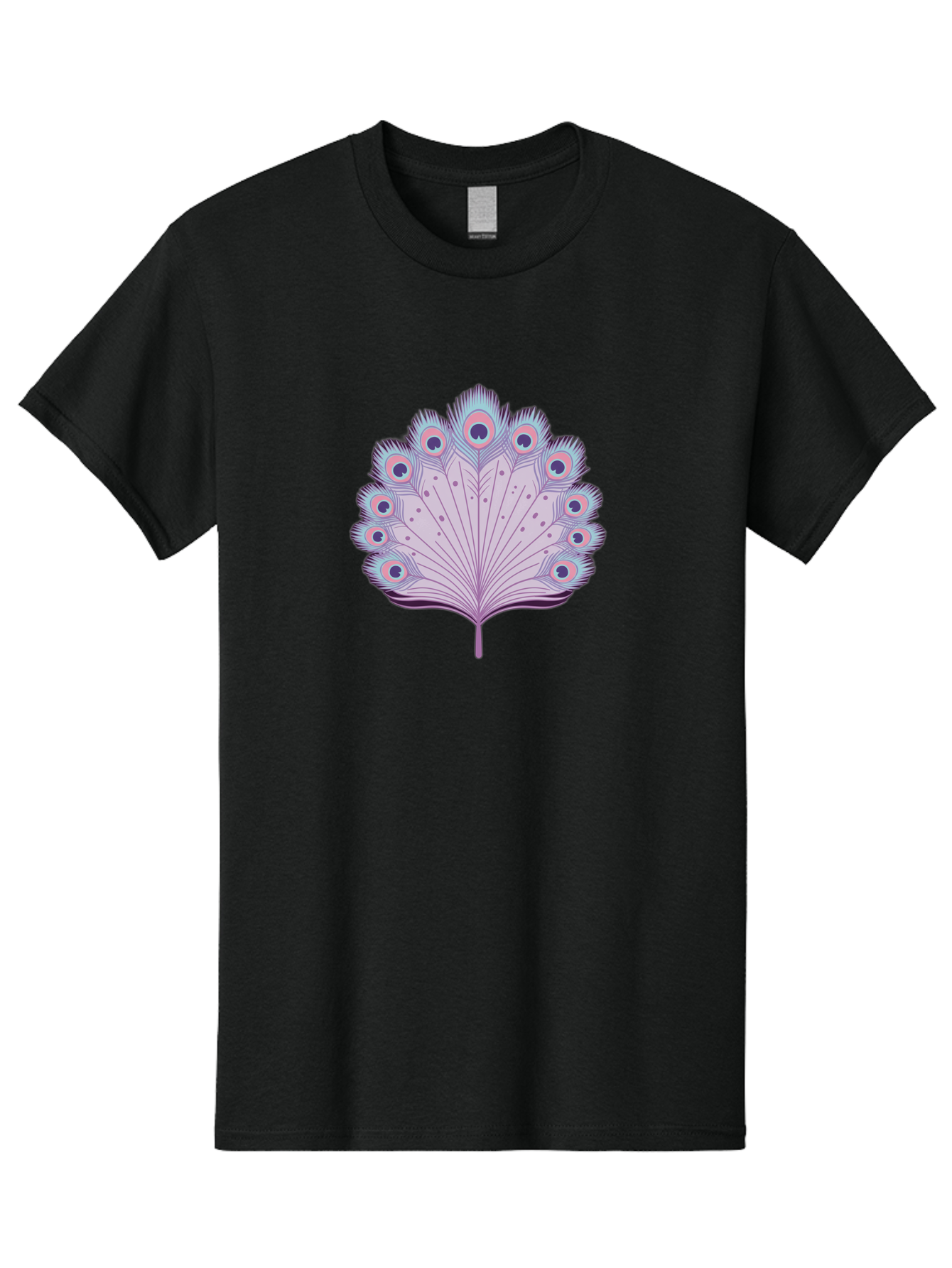Peacock-Feather-4 Men'S Graphic Tee, 100% Cotton, Comfortable Casual Summer Wear, Machine Washable, Peacock Feather, Pastel Colors, Vibrant Feathers, Colorful Plumage, Nature-Inspired Art, Whimsical Design, Decorative Motif, Symbolic Imagery, Bab112
