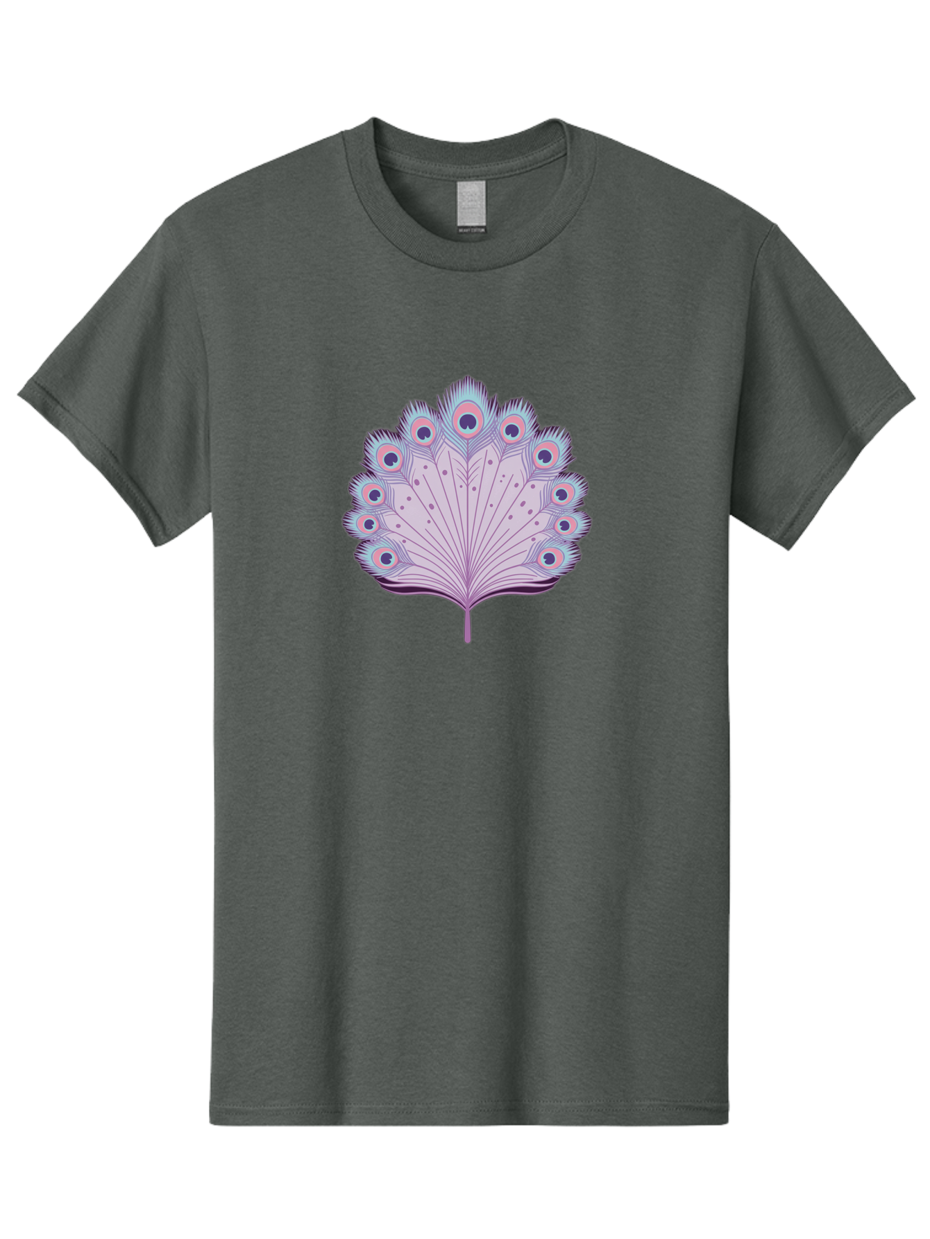 Peacock-Feather-4 Men'S Graphic Tee, 100% Cotton, Comfortable Casual Summer Wear, Machine Washable, Peacock Feather, Pastel Colors, Vibrant Feathers, Colorful Plumage, Nature-Inspired Art, Whimsical Design, Decorative Motif, Symbolic Imagery, Bab112