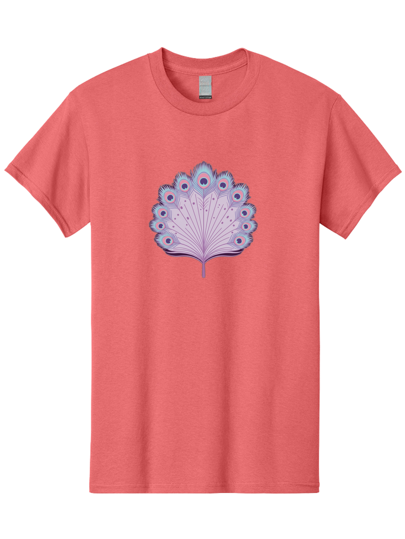 Peacock-Feather-4 Men'S Graphic Tee, 100% Cotton, Comfortable Casual Summer Wear, Machine Washable, Peacock Feather, Pastel Colors, Vibrant Feathers, Colorful Plumage, Nature-Inspired Art, Whimsical Design, Decorative Motif, Symbolic Imagery, Bab112