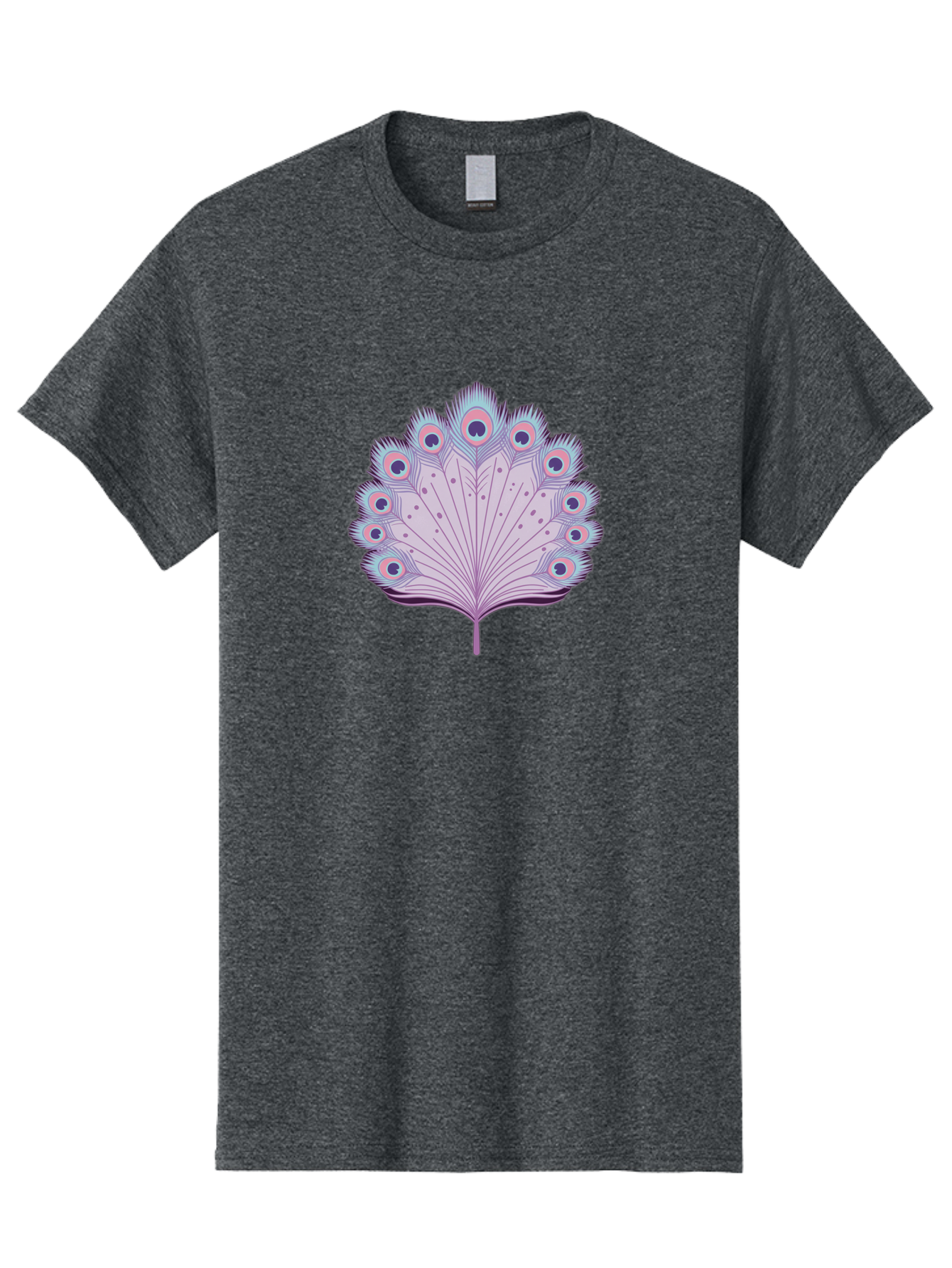 Peacock-Feather-4 Men'S Graphic Tee, 100% Cotton, Comfortable Casual Summer Wear, Machine Washable, Peacock Feather, Pastel Colors, Vibrant Feathers, Colorful Plumage, Nature-Inspired Art, Whimsical Design, Decorative Motif, Symbolic Imagery, Bab112