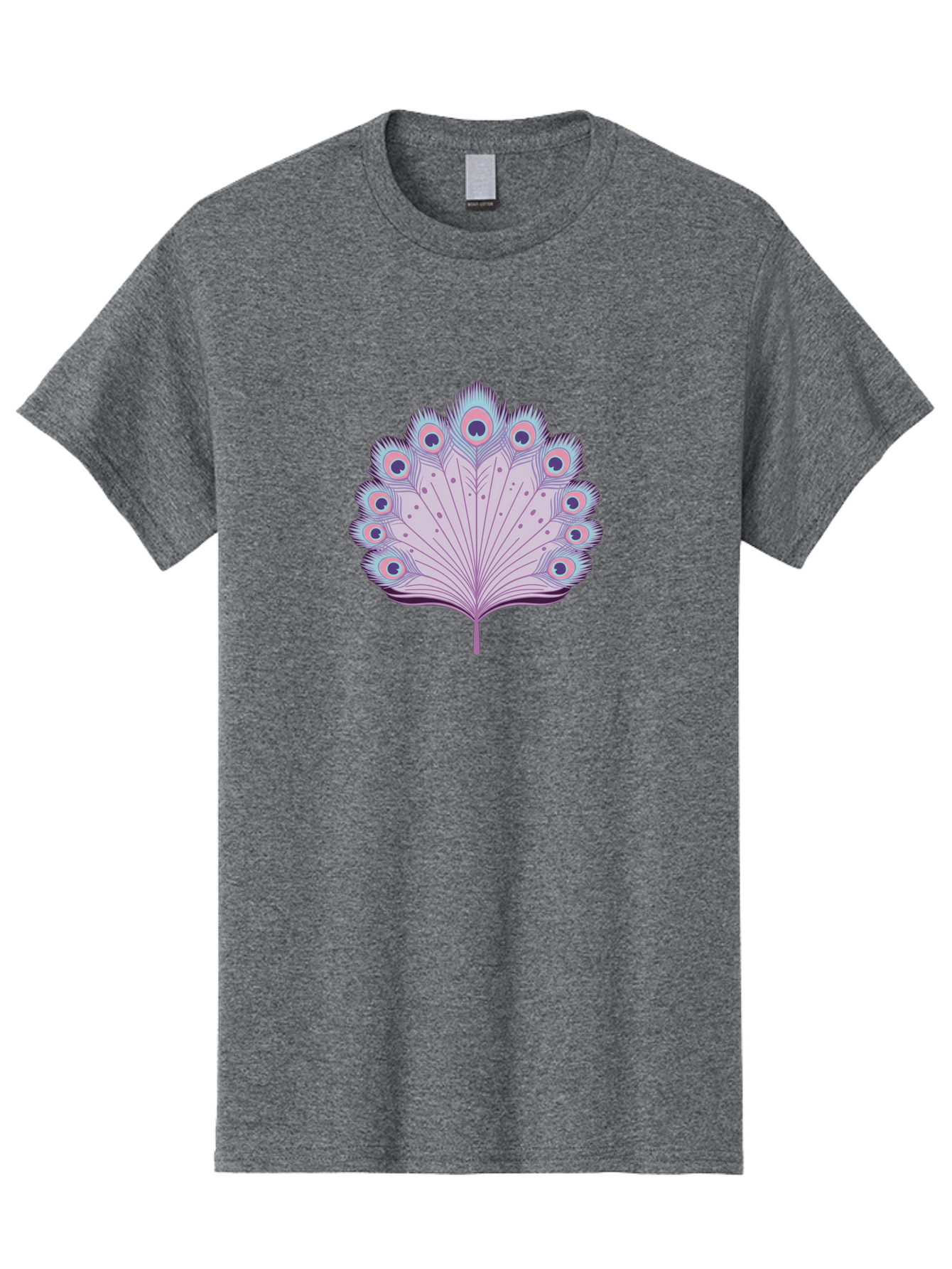 Peacock-Feather-4 Men'S Graphic Tee, 100% Cotton, Comfortable Casual Summer Wear, Machine Washable, Peacock Feather, Pastel Colors, Vibrant Feathers, Colorful Plumage, Nature-Inspired Art, Whimsical Design, Decorative Motif, Symbolic Imagery, Bab112